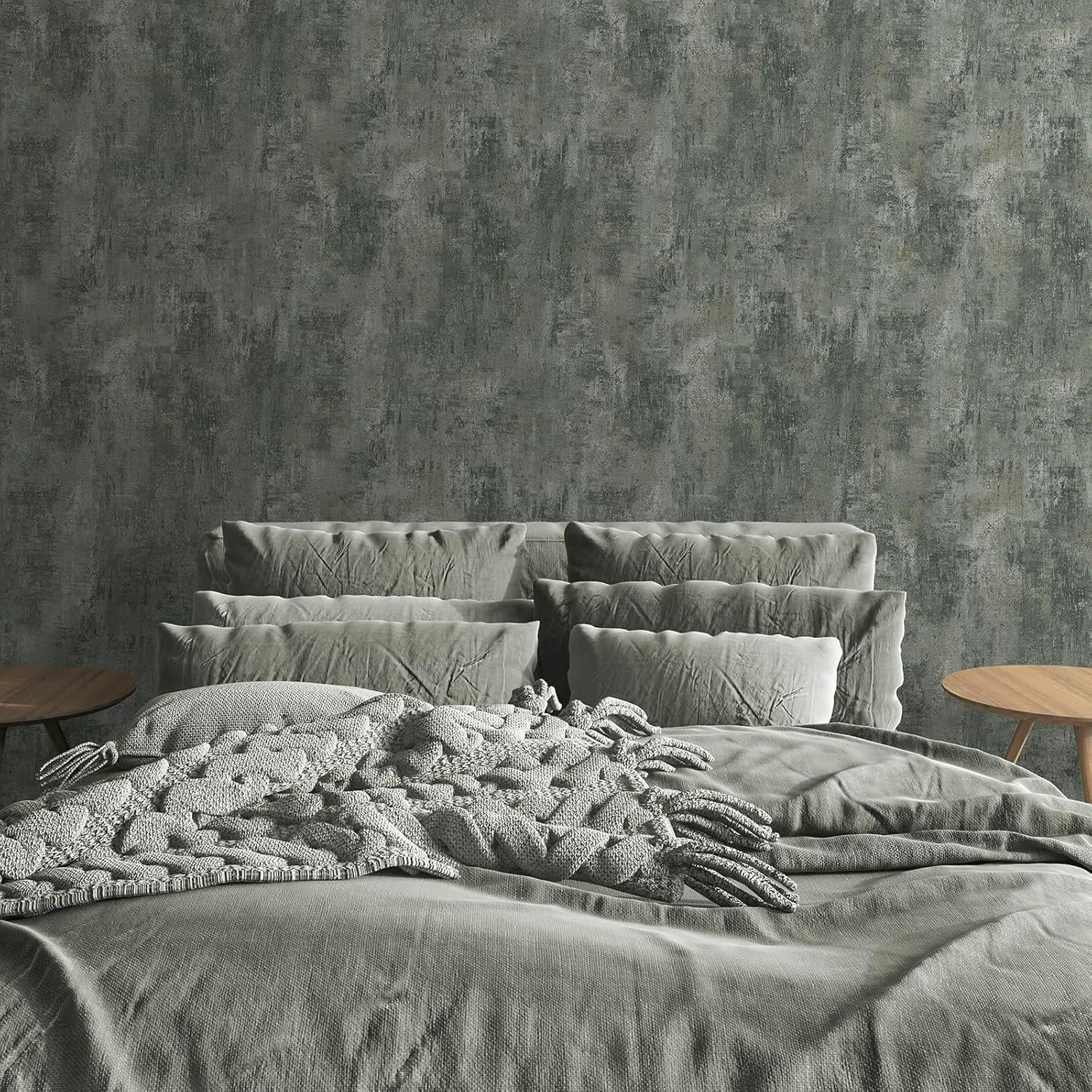Muriva Cove Wallpaper - Modern Wallpaper for Living Room, Bedroom, Fireplace - Decorative Luxury Wall Paper with Distressed Pattern, Textured Finish & Metallic Detailing (Jade) - Image 7
