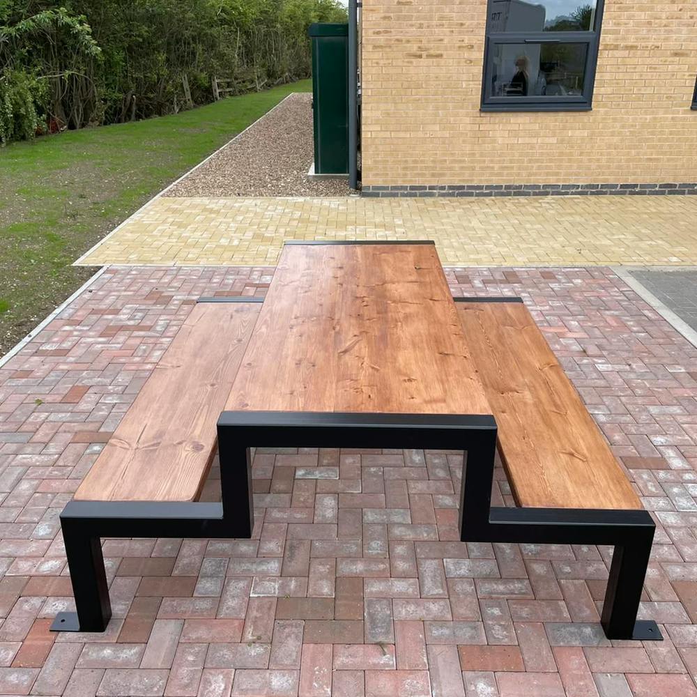 Rackhams Black Aztec Picnic Table With Fixed Benches - 120