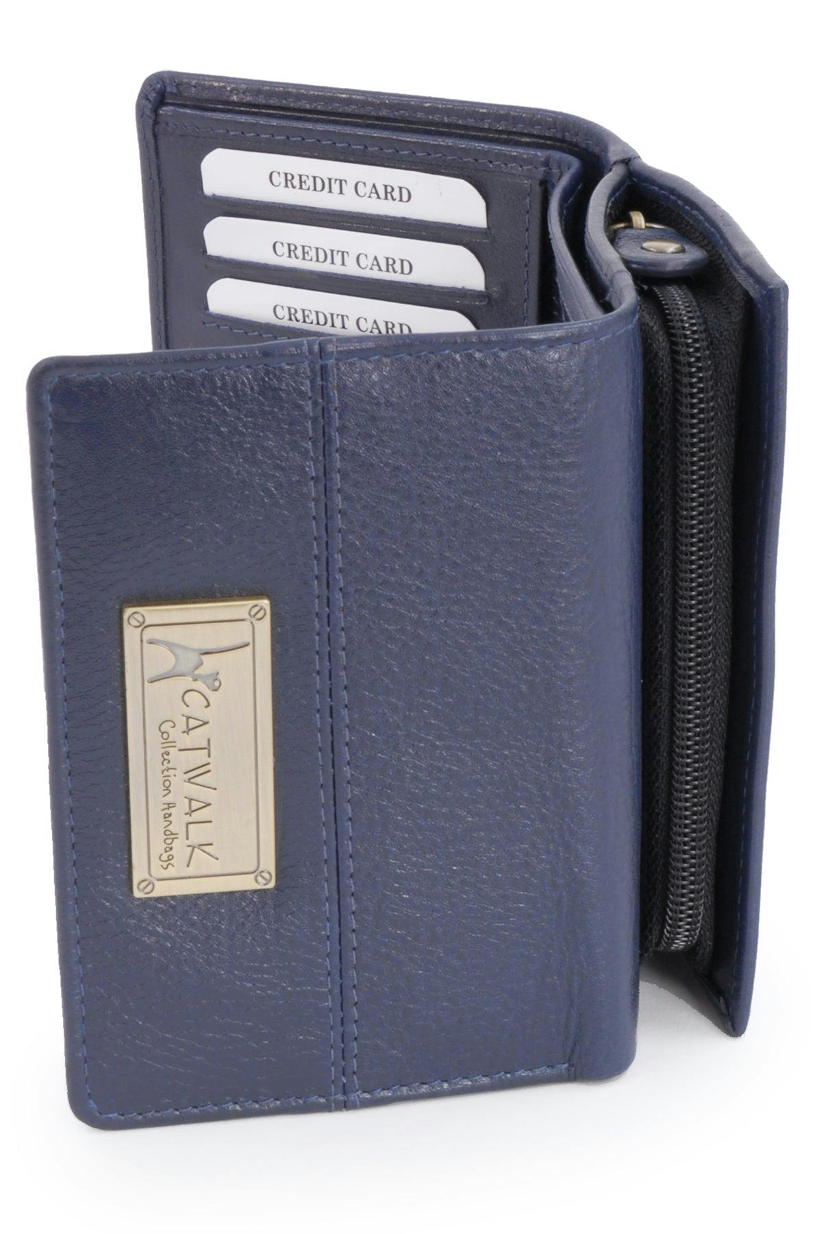 Catwalk Collection Handbags Blue Victoria - Trifold Purse