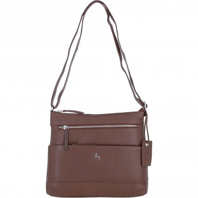 Ashwood Silver Stylish Real Leather Shoulder Bag: Derby - Cognac - Leather