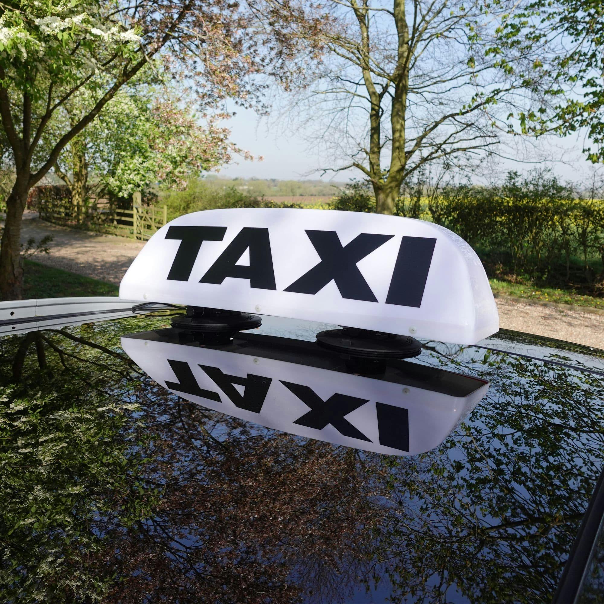 Rackhams Light/White Taxi Roof Sign Illuminated Vacuum Mounted Ideal For Glass & Aluminium Signage Display Board - Up