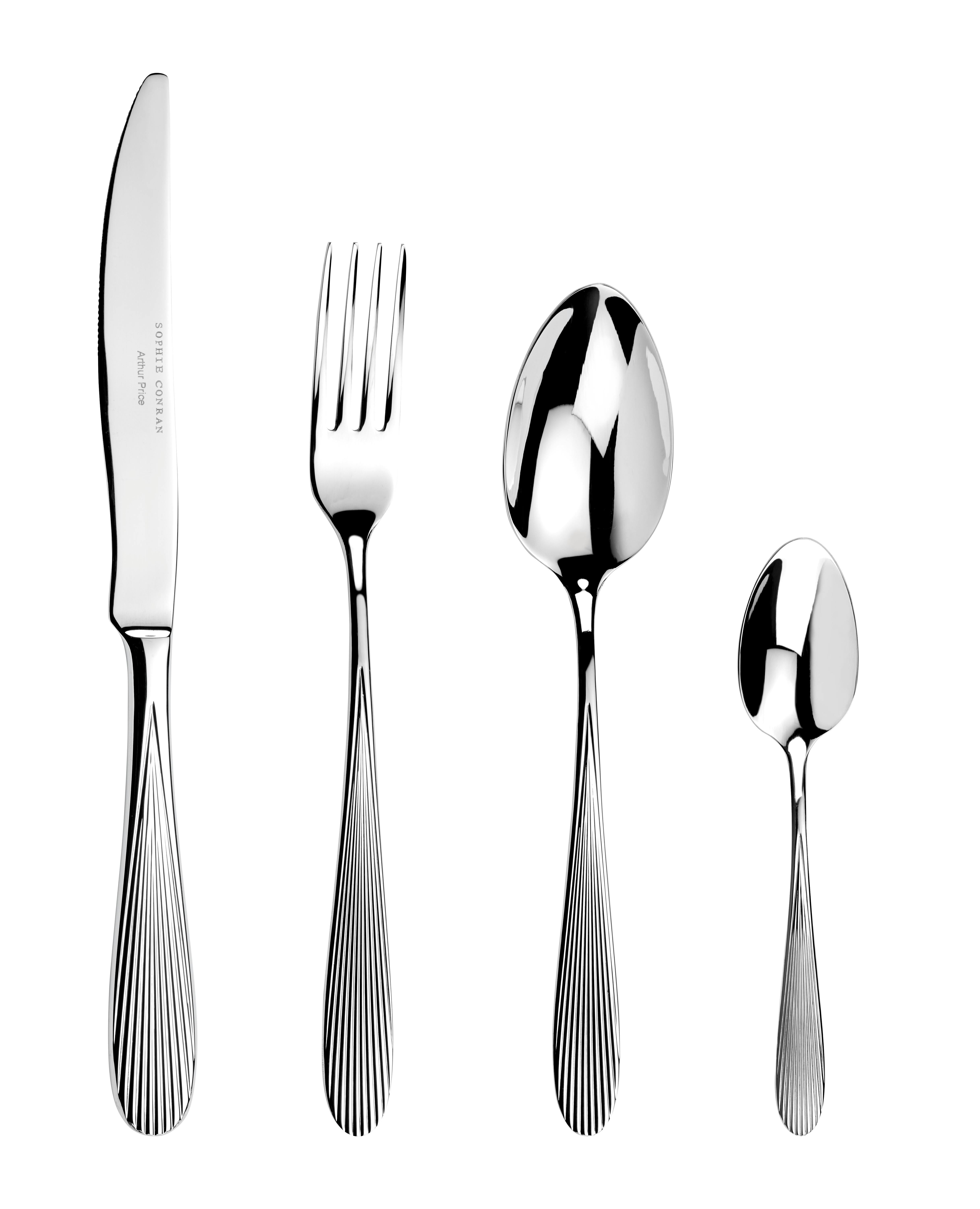 Rackhams 'Dune' Stainless Steel 34 Piece 8 Person Gift Boxed Cutlery Set For Luxury Home Dining - 8 Person - Stainless Steel - 18/10 Stainless Steel