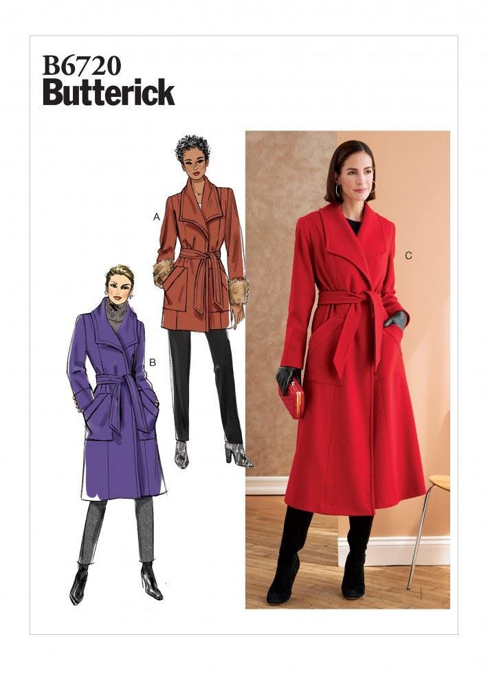 Butterick Women's Sewing Pattern 6720, Coats For Xy (Sml-Med-Lrg) - Intermediate - Xy (Sml-Med-Lrg)