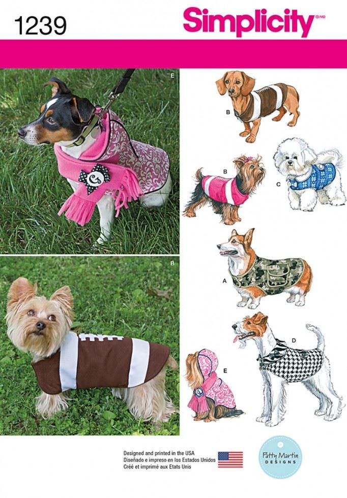 Simplicity Sewing Pattern 1239, Coats For Pets, A (S-M-L) - Easy - A (S-M-L)