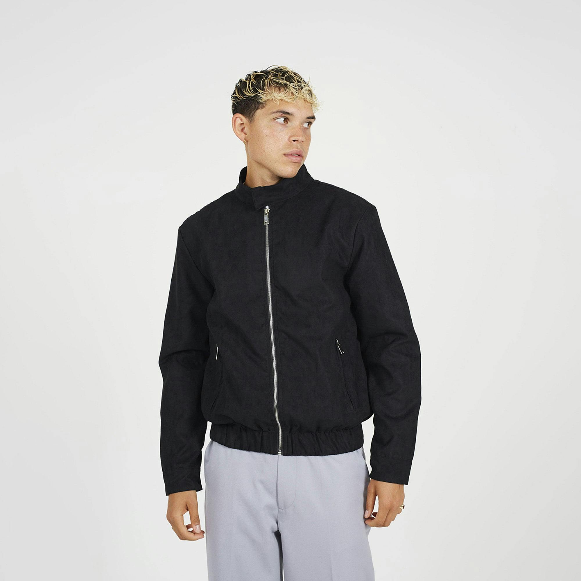 Brave Soul Black Faux Suede Bomber Jacket - Xl