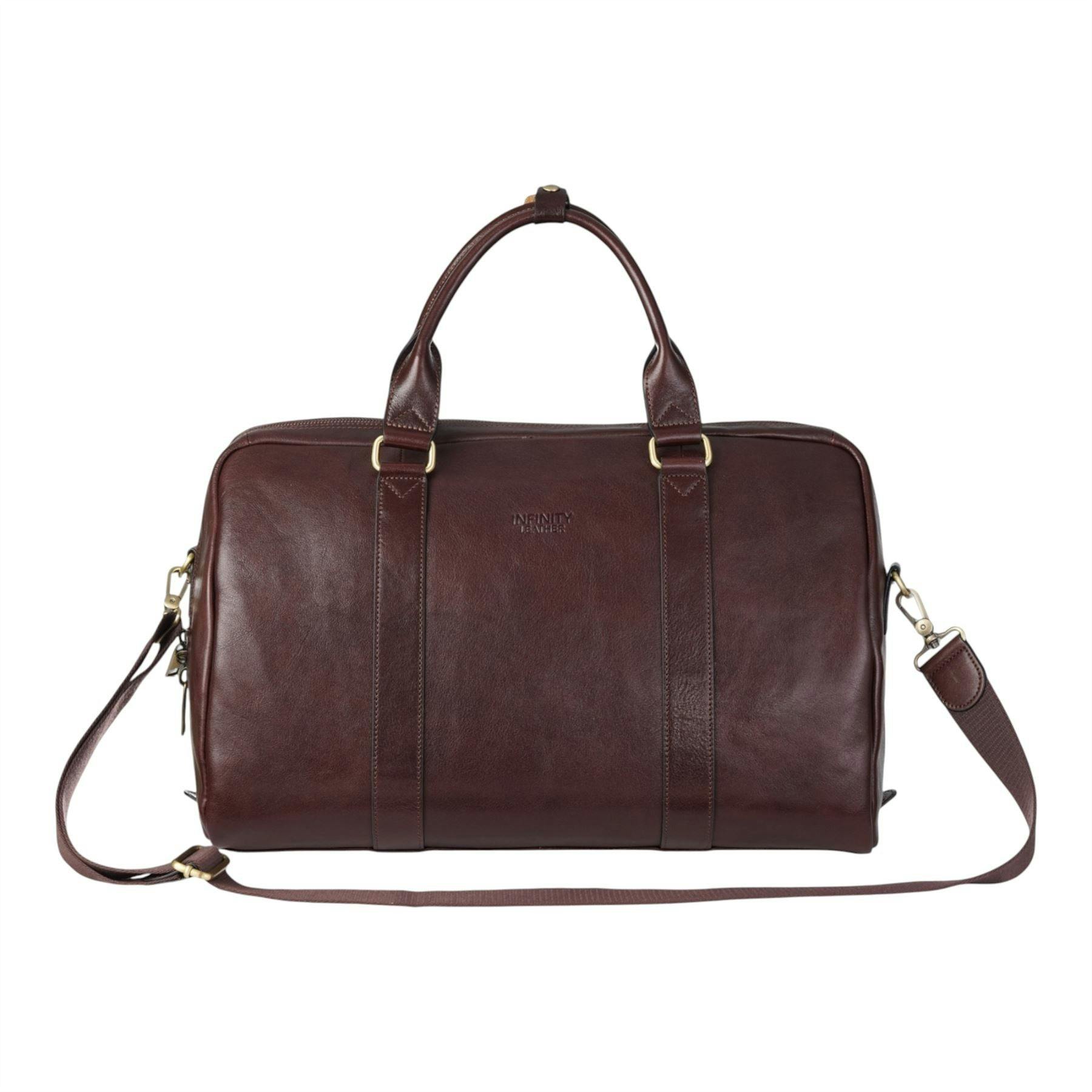 Infinity Leather Brown Vintage Genuine Leather Holdall Duffle Gym Travel Bag - Atlas - 45 X 28 X 22.5 Cm