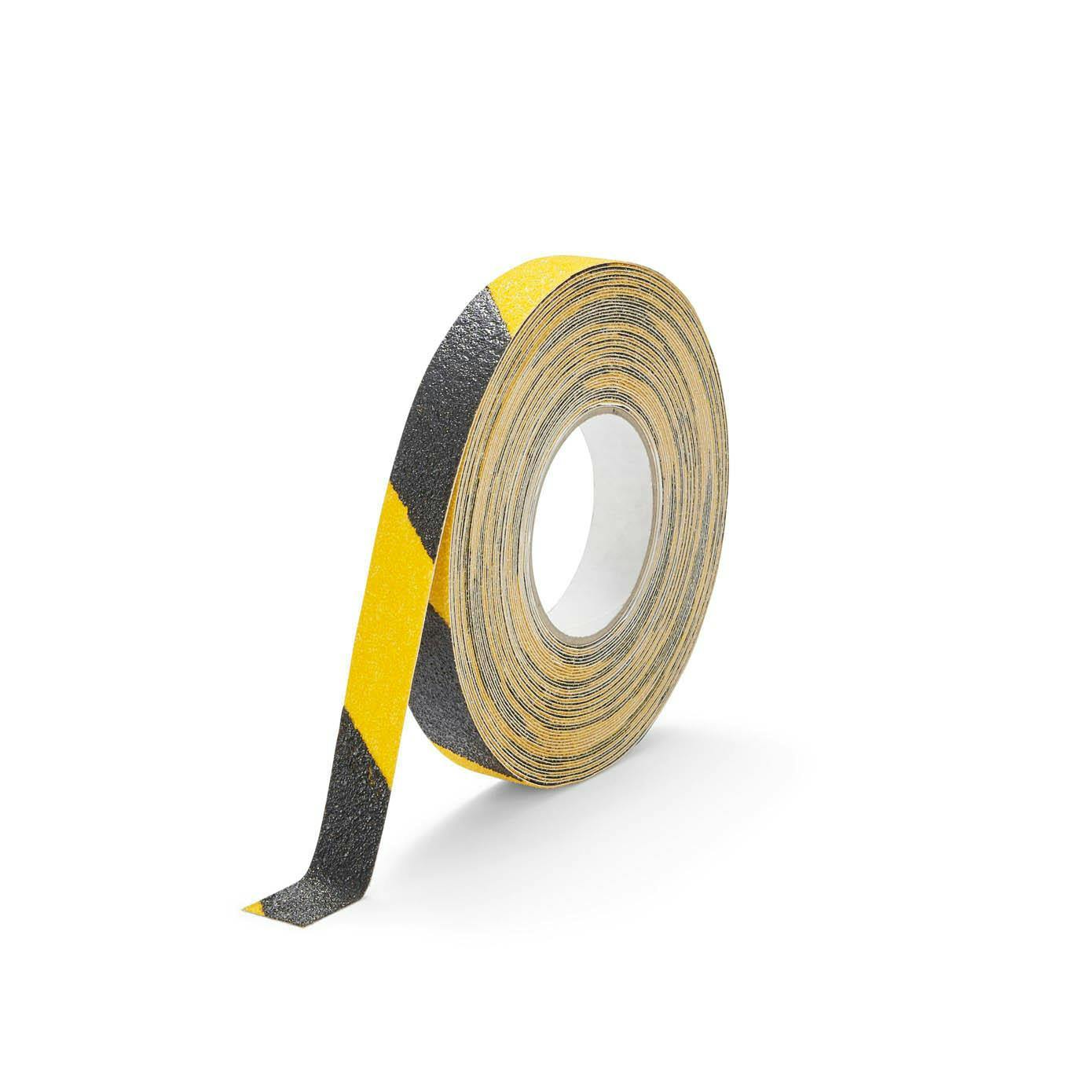 Durable Yellow/Black Duraline Grip+ Strong Anti Slip Hazard Warning Floor Tape | 25Mm X 15M