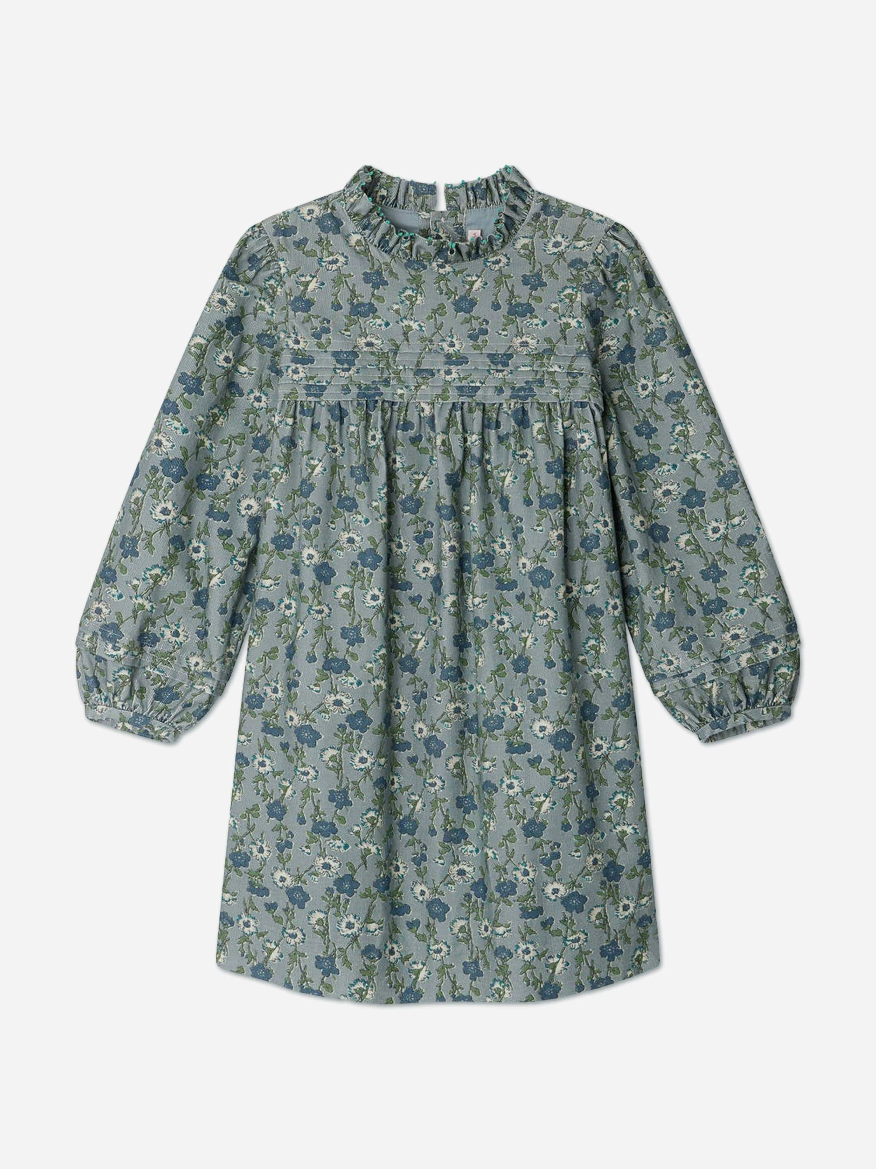 Bonpoint Girls Green Floral Topaz Dress In - 4 Yrs