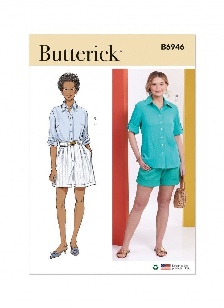Butterick Women's Sewing Pattern 6946, Shirts, Tops, Shorts For D5 (4-6-8-10-12) - Easy - D5 (4-6-8-10-12)