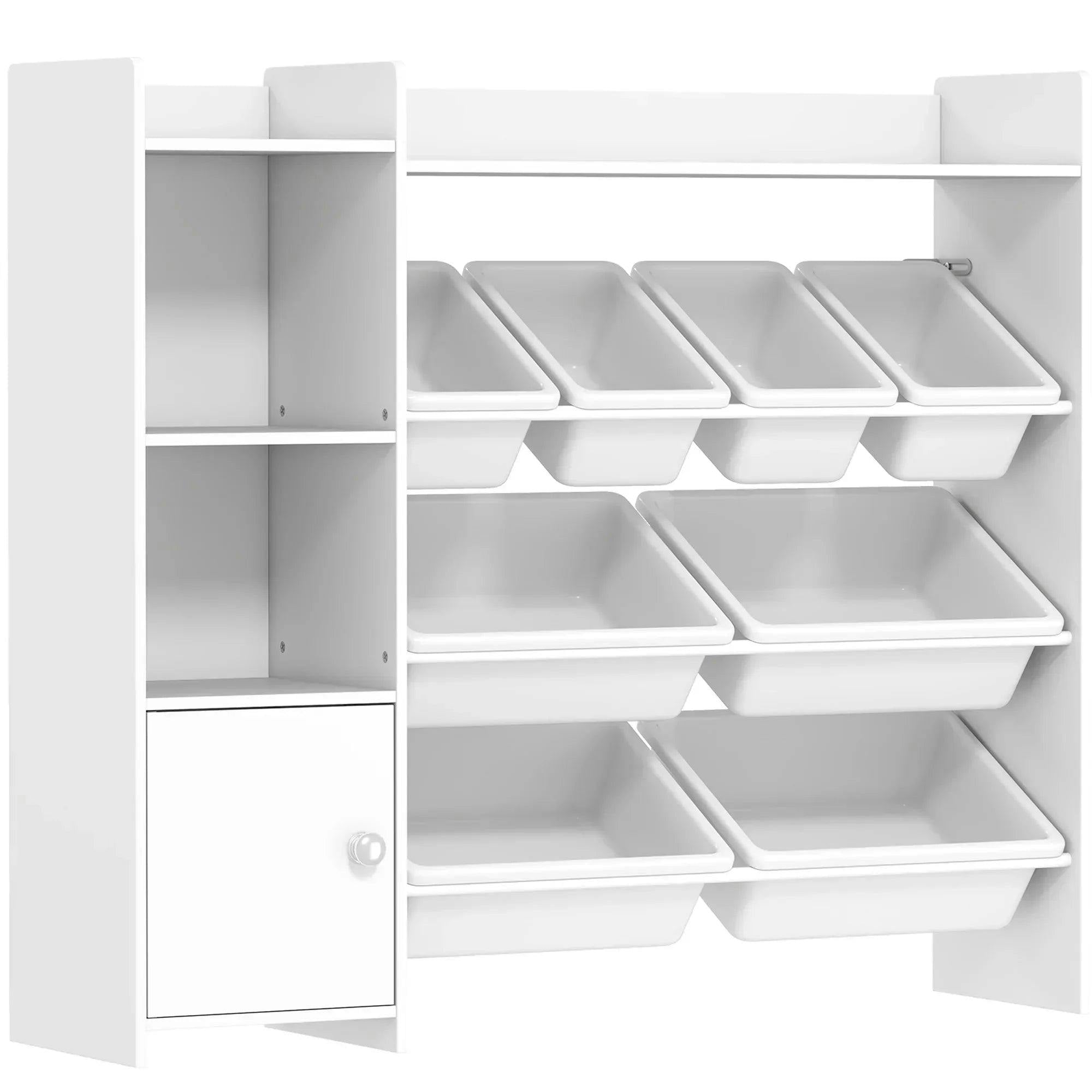 Aiyaplay White Toy Storage Unit With 8 Removable Bins, Storage Shelves, Cabinet - Image 4