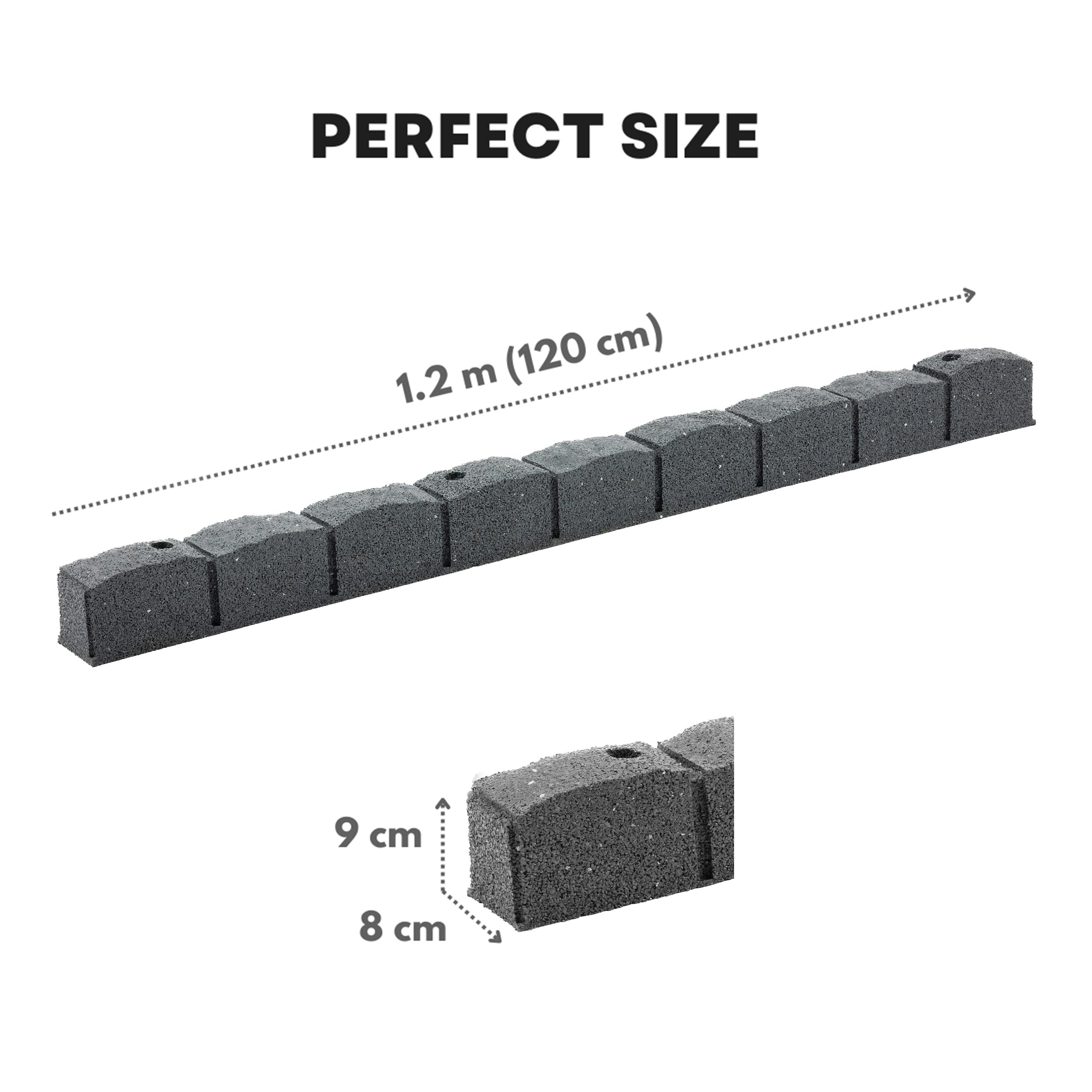 Rackhams Grey Recycled Rubber Roman Stone Garden Border - Pack Of 6