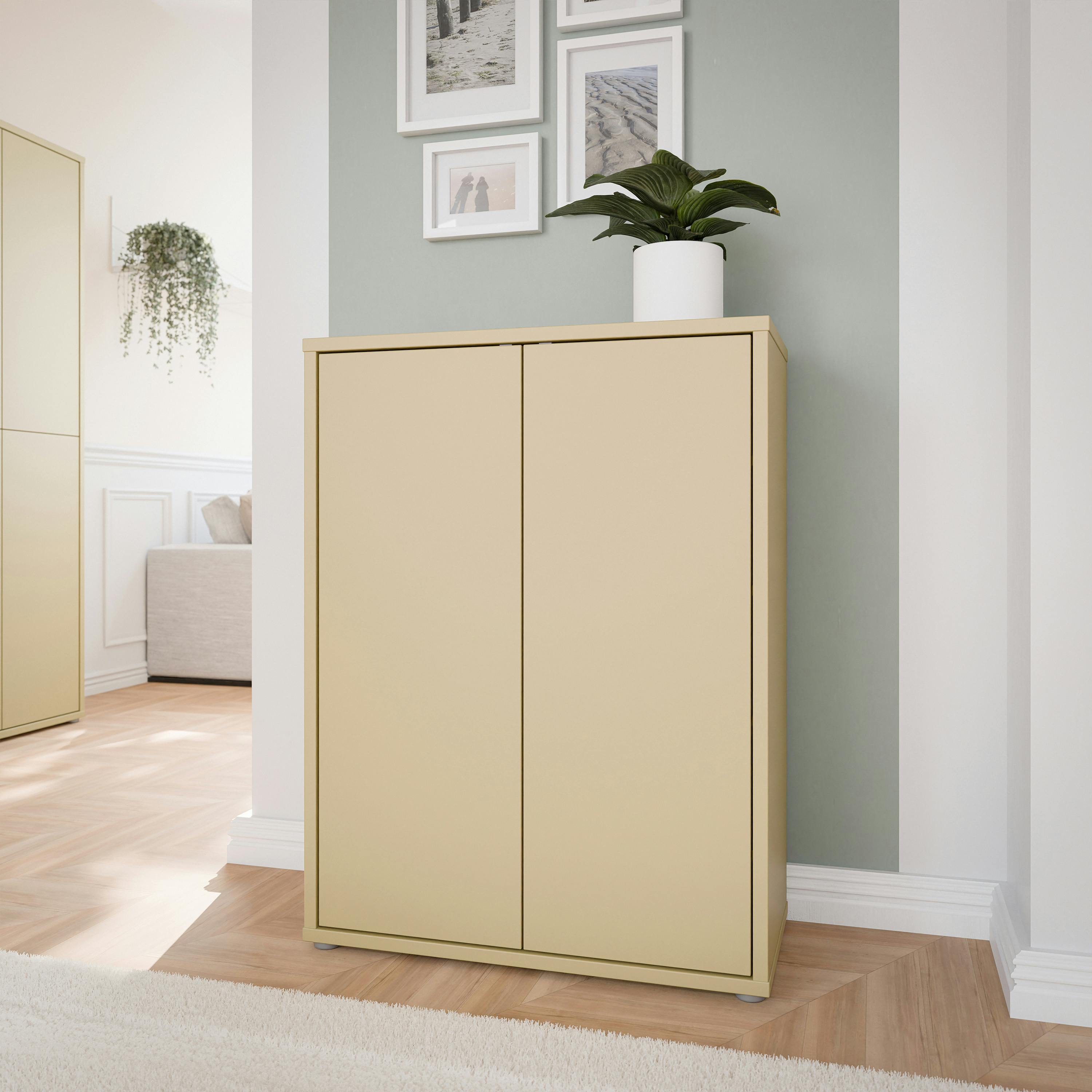 Furniture To Go Yellow Alice Springs Shoe Cabinet With 2 Doors Push-To-Open In Butter - Matt - Standard - Butter