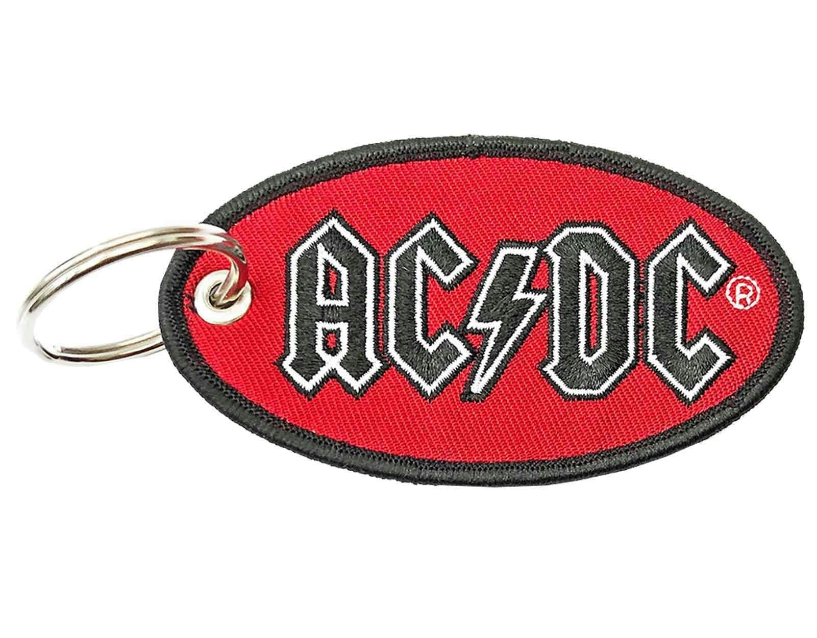 Paradiso Clothing Red Ac/Dc Keyring Oval Classic Band Logo Patch Keychain