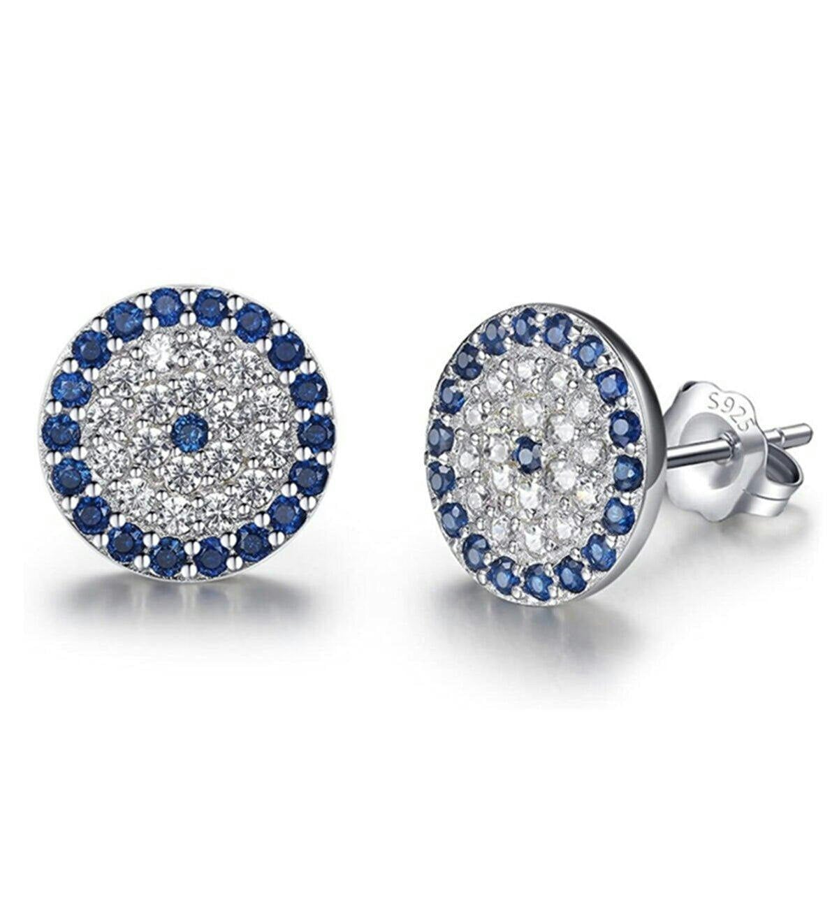 Spero London Silver Evil Eye Sterling Stud Earrings