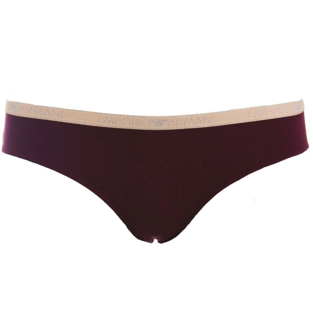 Emporio Armani Women's Visibility Sparkle Logo Brief, Plum Violet - Xs
