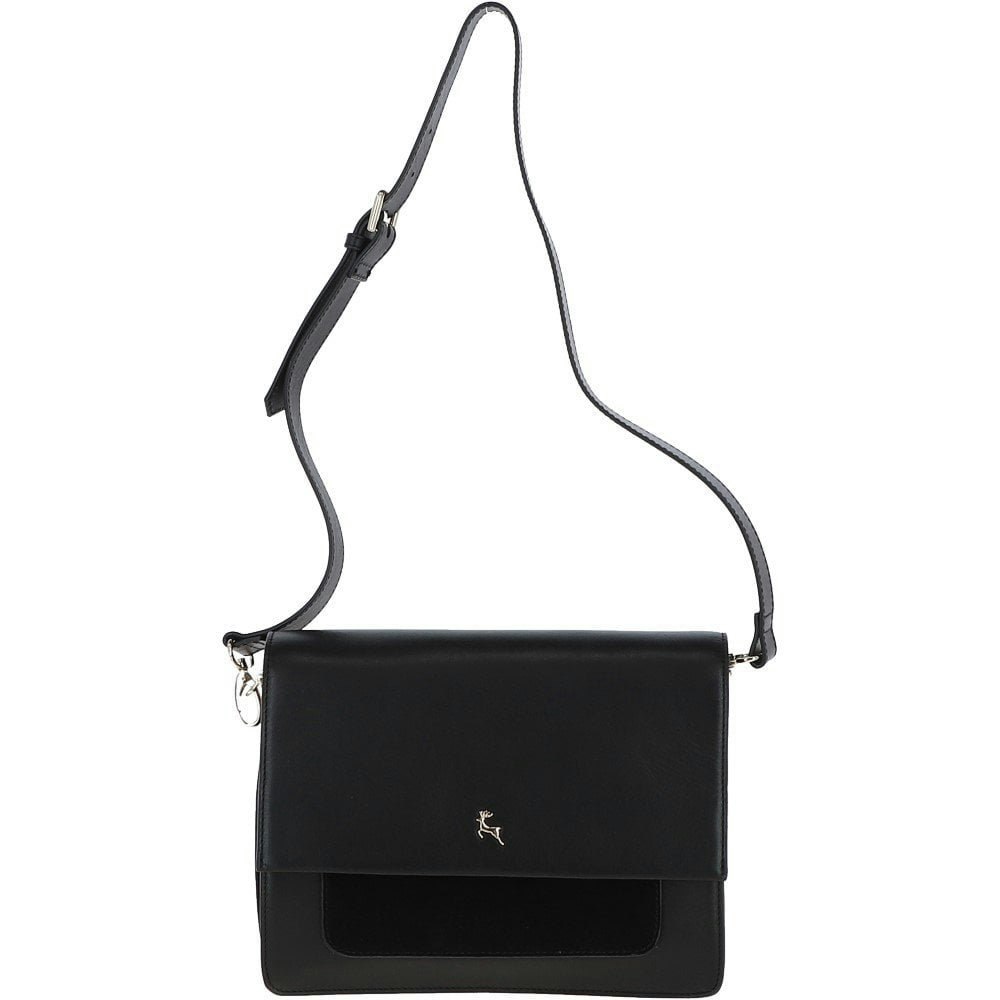 Ashwood Black Two Sections Shoulder Bag - One Size - Leather