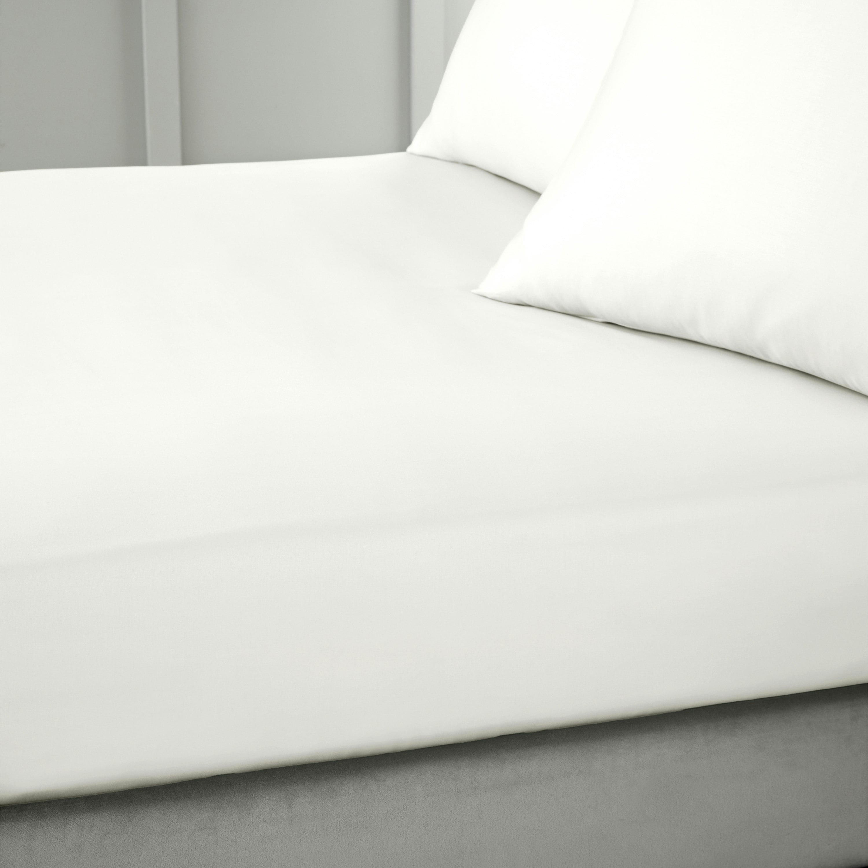 Bianca Ivory 400 Thread Count Cotton Sateen Fitted Sheet - King