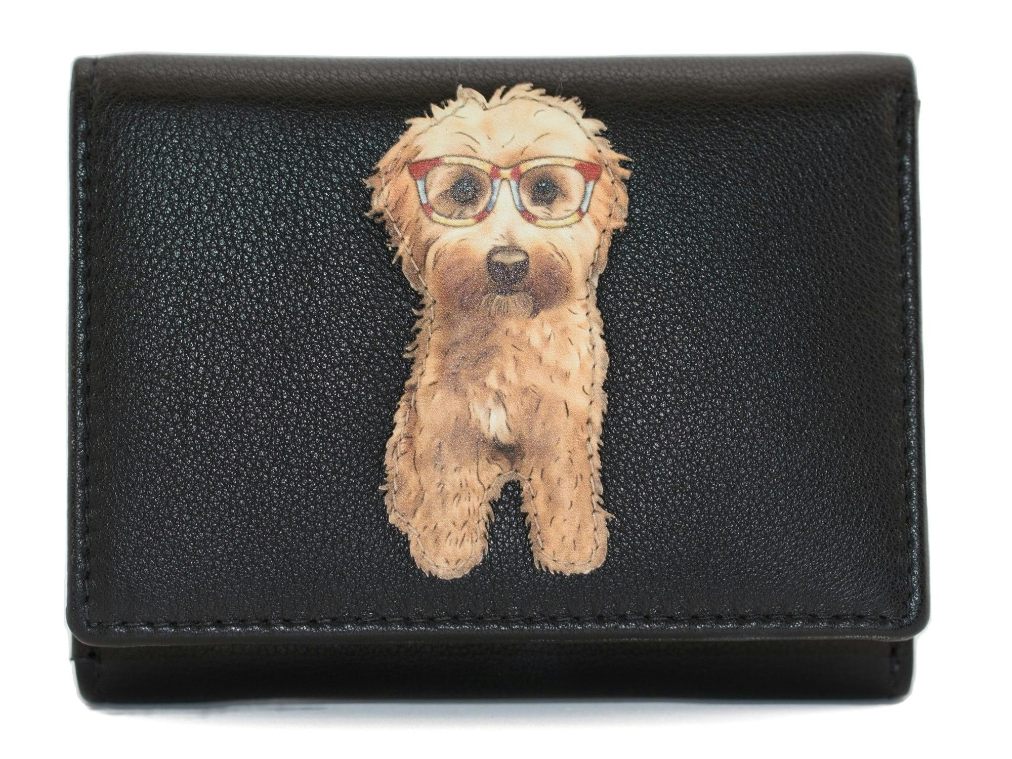 Mala Leather Cavapoo Dog Rfid Trifold Leather Purse – 'Cocos Glasses'