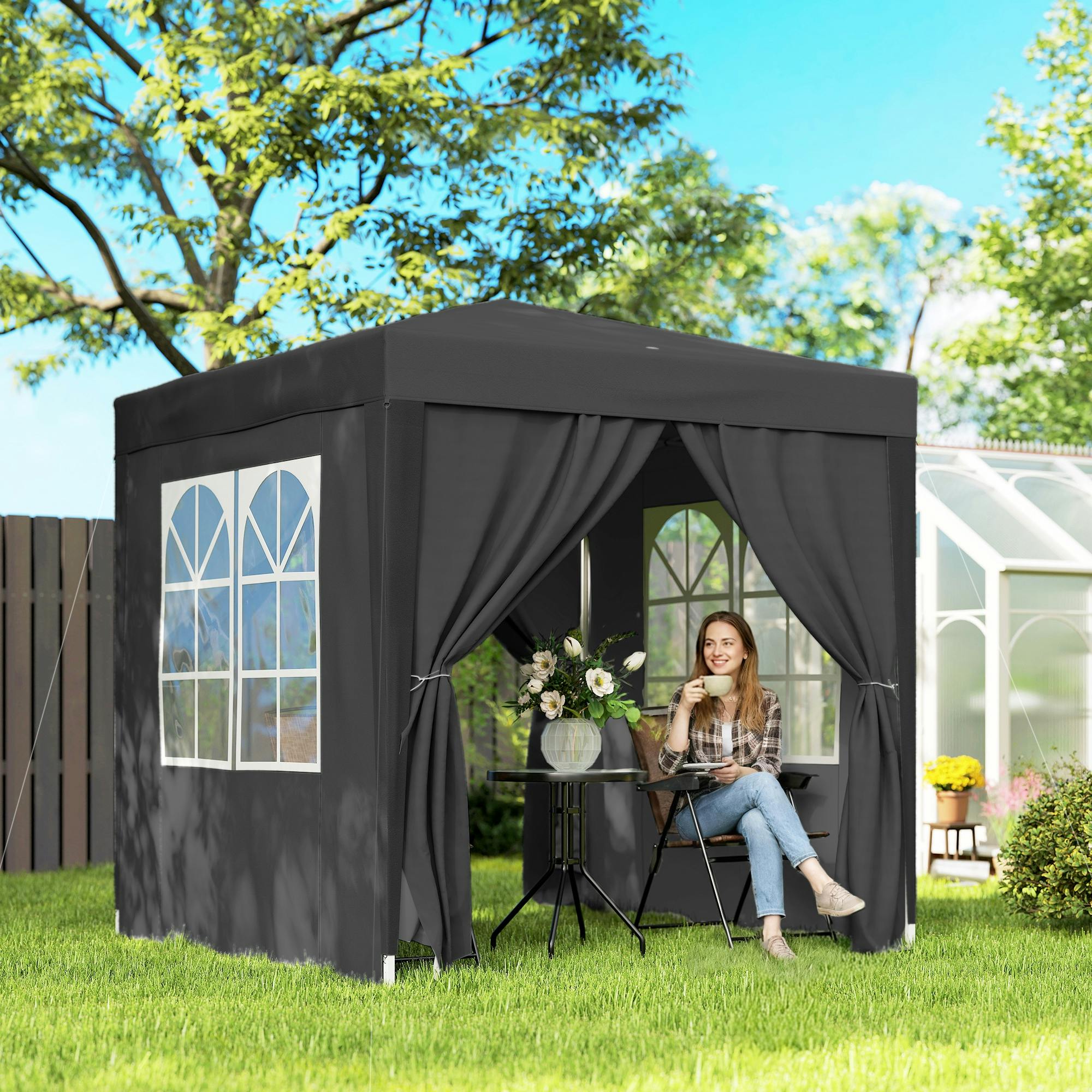 Rackhams Blue/Black 2Mx2m Pop Up Gazebo Party Tent Canopy Marquee With Storage Bag