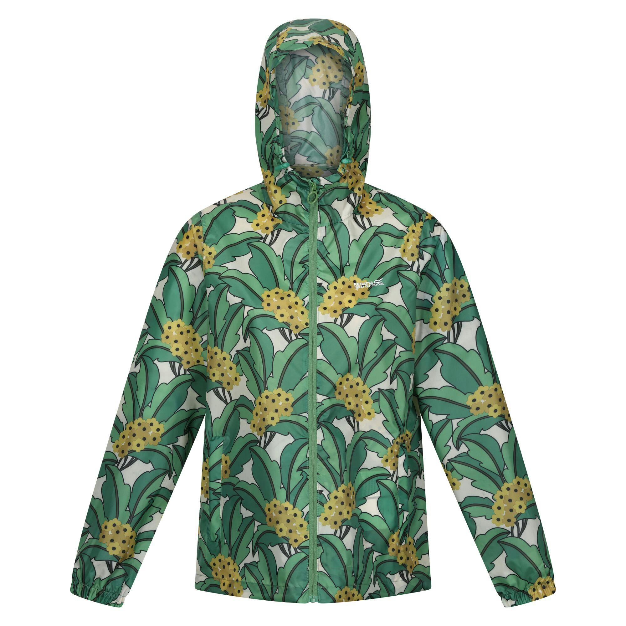 Regatta Women's Green / Orla Kiely Tropical Floral Packaway Waterproof Jacket - 14 Uk - 100% Polyester