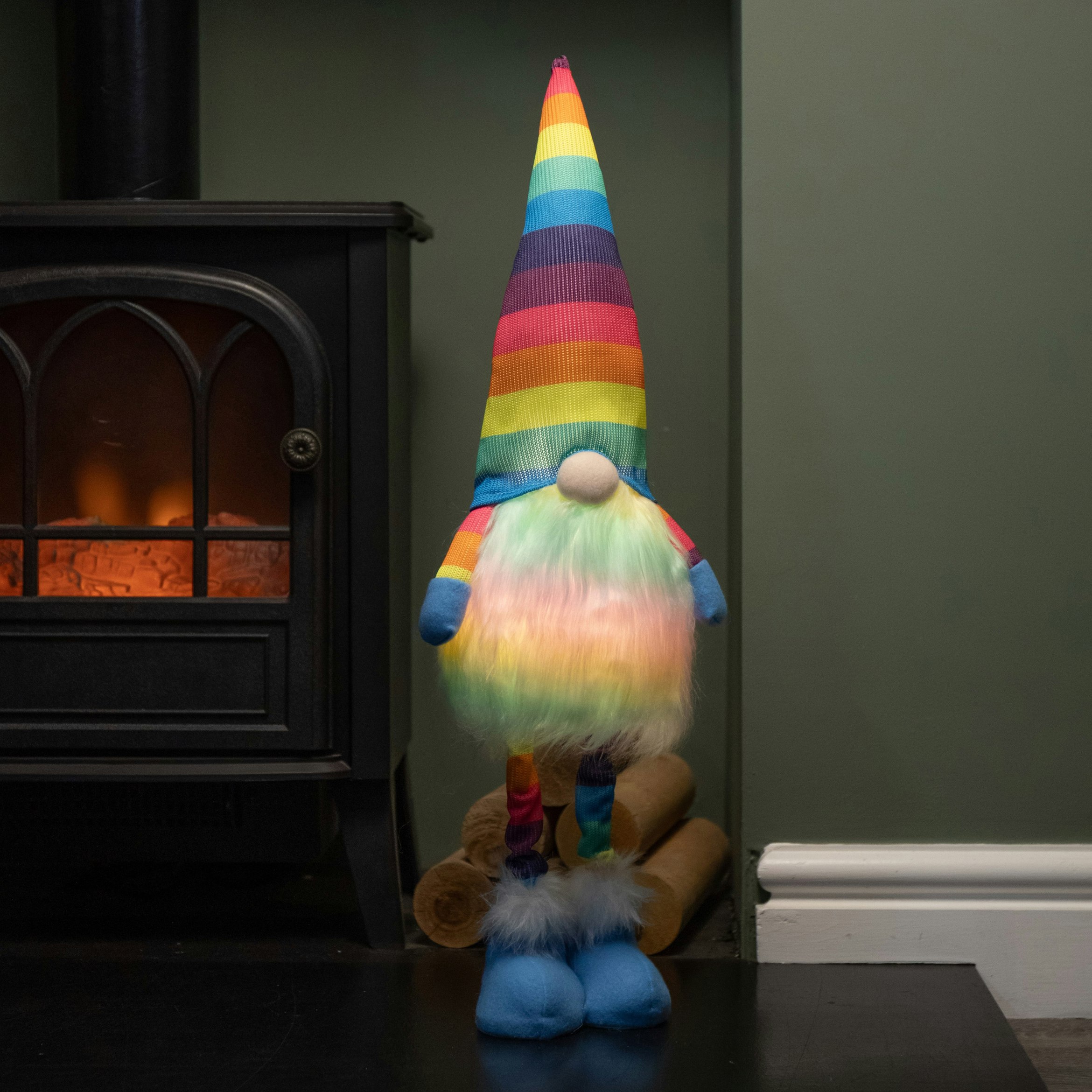 Rackhams Light 60Cm Battery Operated Lit Standing Christmas Rainbow Gonk