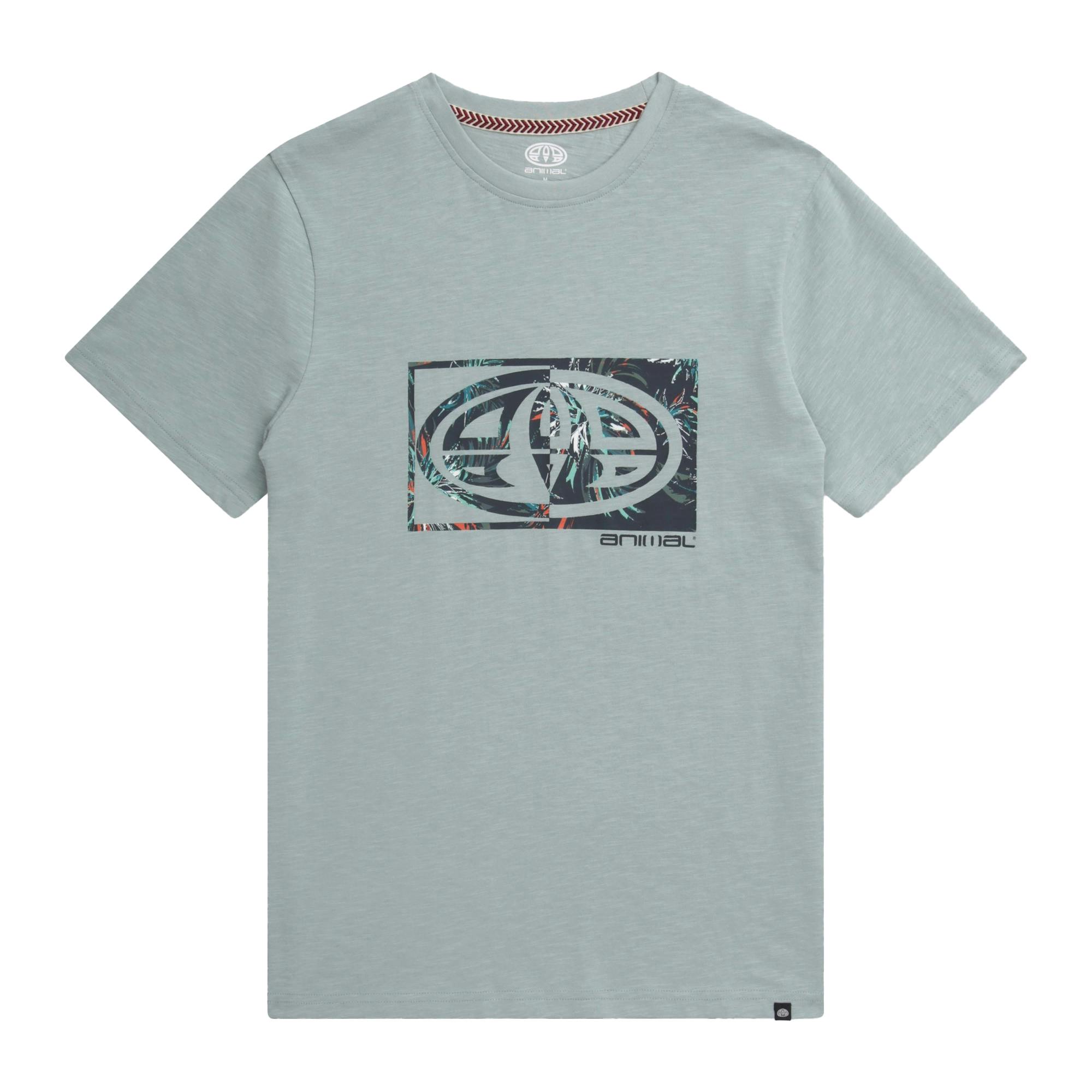 Animal Men's Blue Tropical Leaves Organic T-Shirt - Corn - Xs - Corn - 100% Mixed
