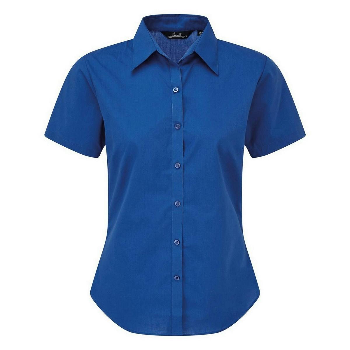 Joom Premier Women's Royal Blue Short Sleeve Poplin Blouse / Plain Work Shirt Cm - Image 3