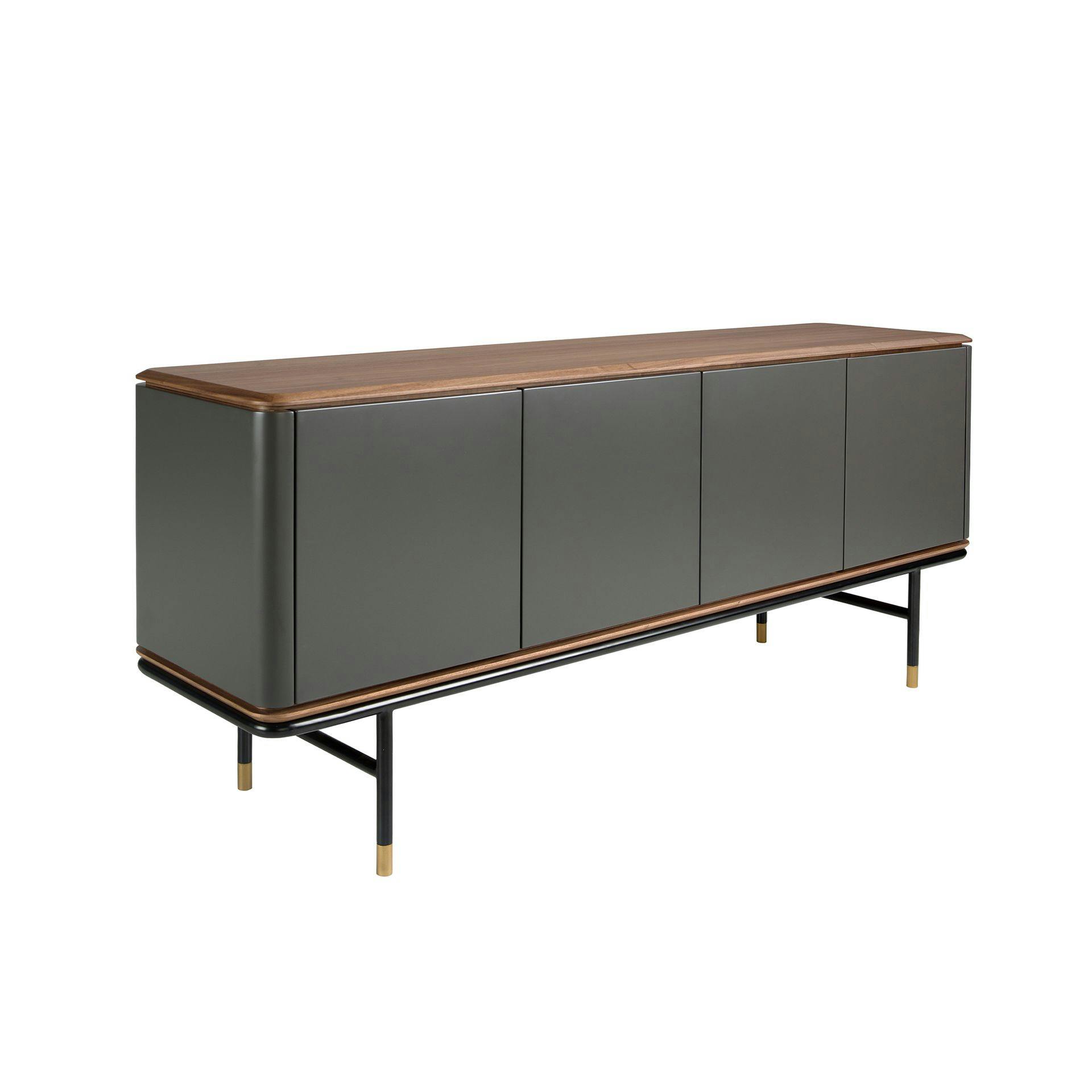 Rackhams Dark/Grey/Black Sideboard In Wood, Steel And Walnut Top 3264