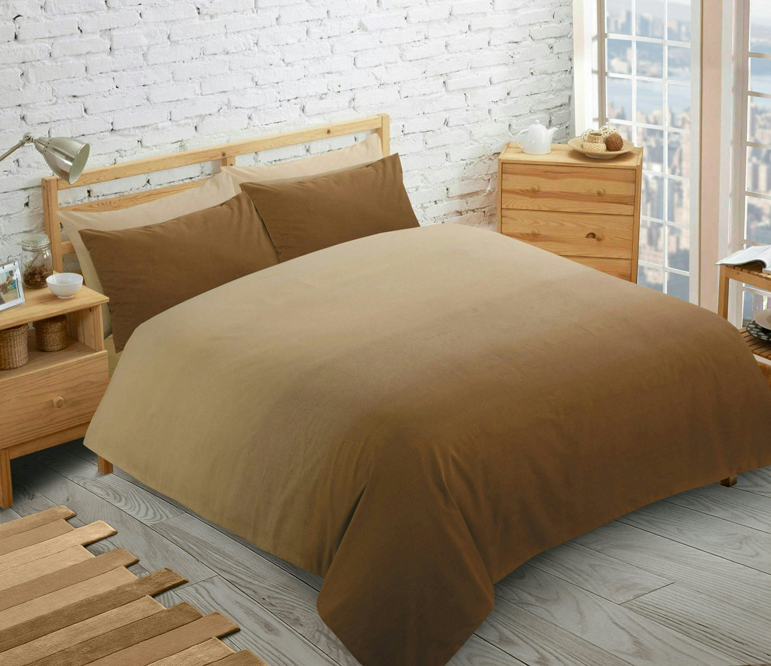 Velosso Brown Elevations Printed Cotton Blend Duvet Cover And Pillowcase Set - Double