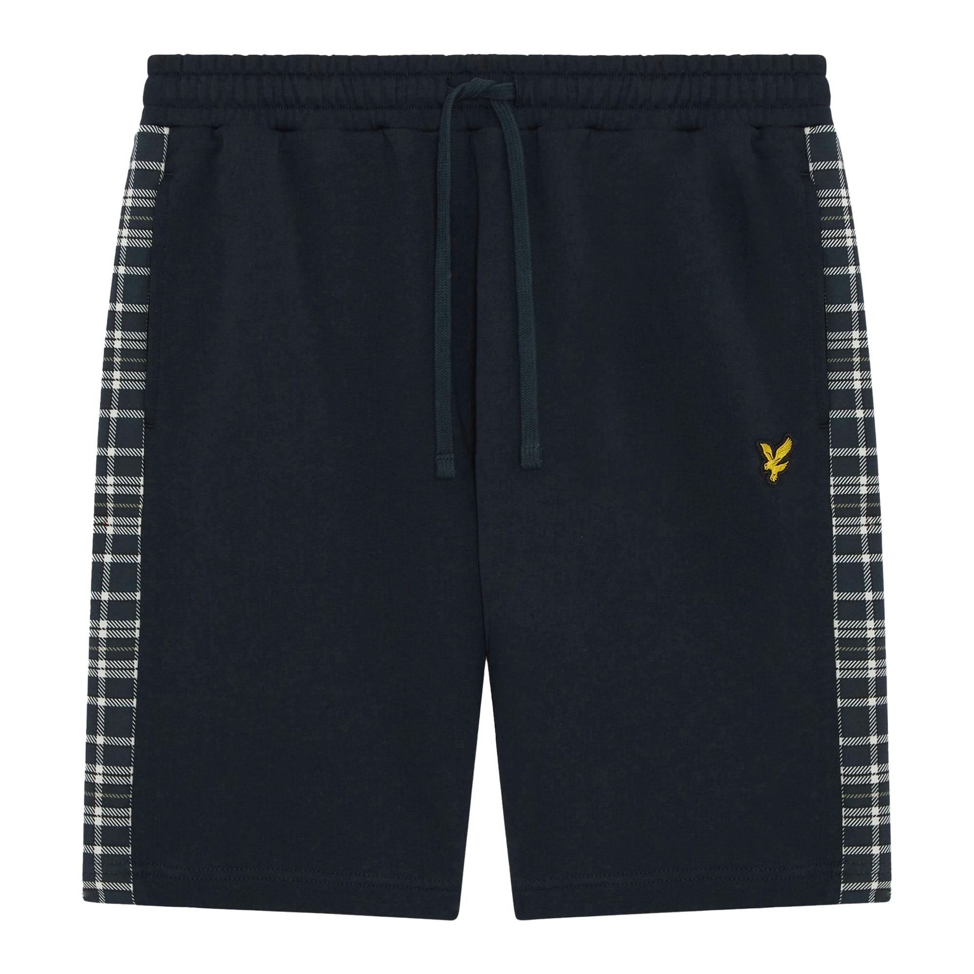 Lyle & Scott Dark Check Panelled Sweat Shorts Navy - L