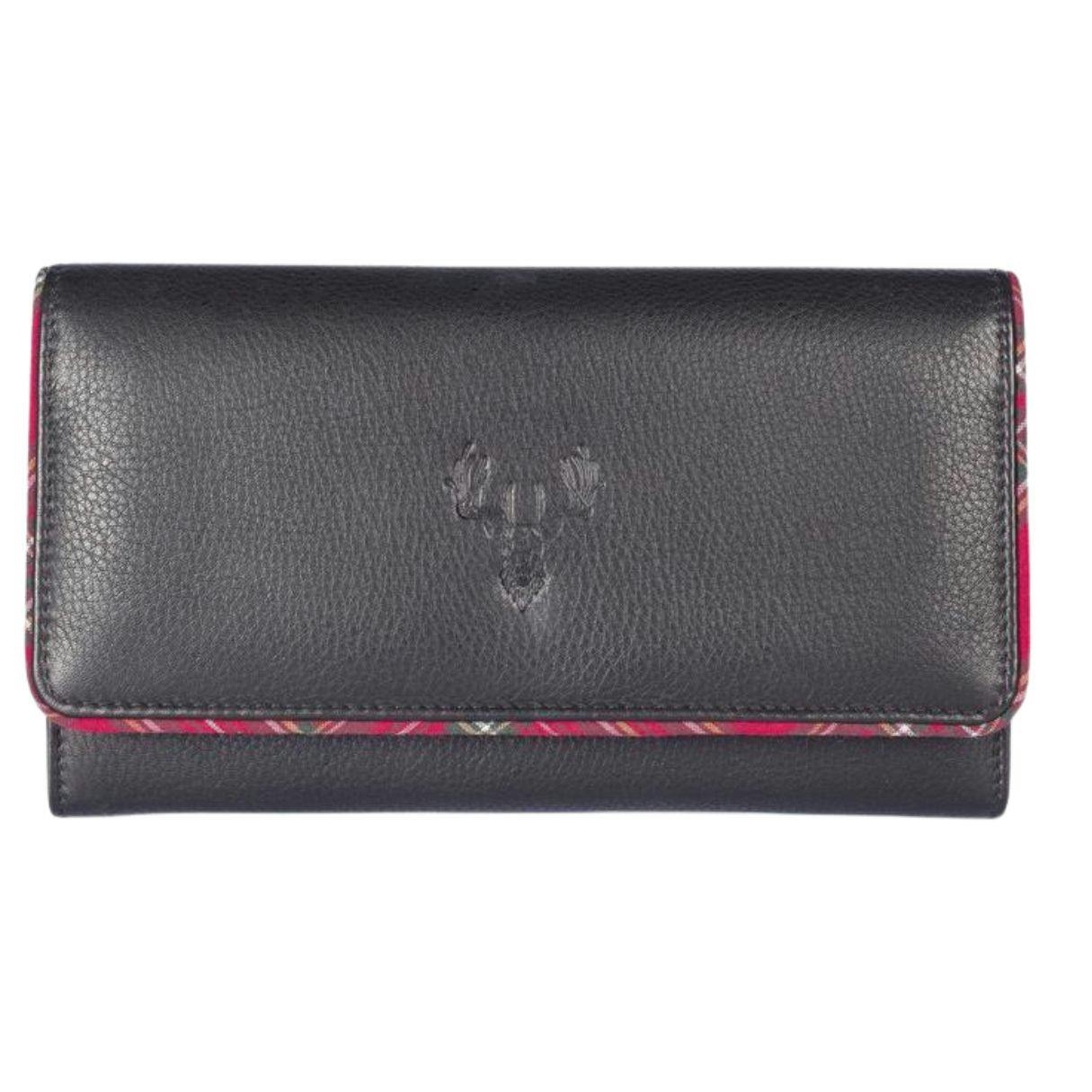 Mala Leather Women's Black Braemar Tartan Stag Rfid Leather Purse