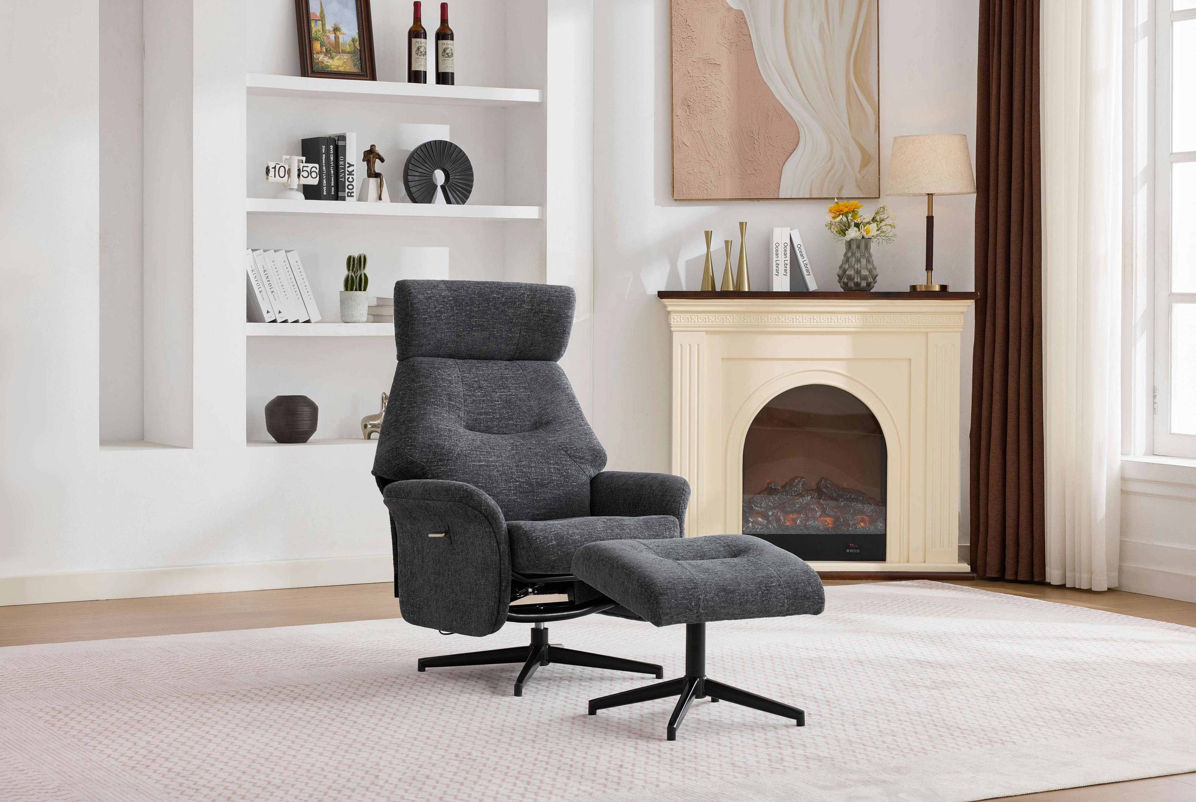 Rackhams Dark/Grey Newbridge Swivel Chair And Footstool