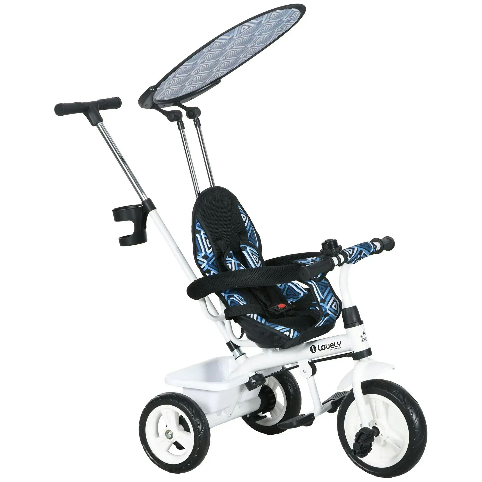 Homcom Blue 6 In 1 Kids Tricycle W/ Removable Handle For 1.5+ Year - Image 3