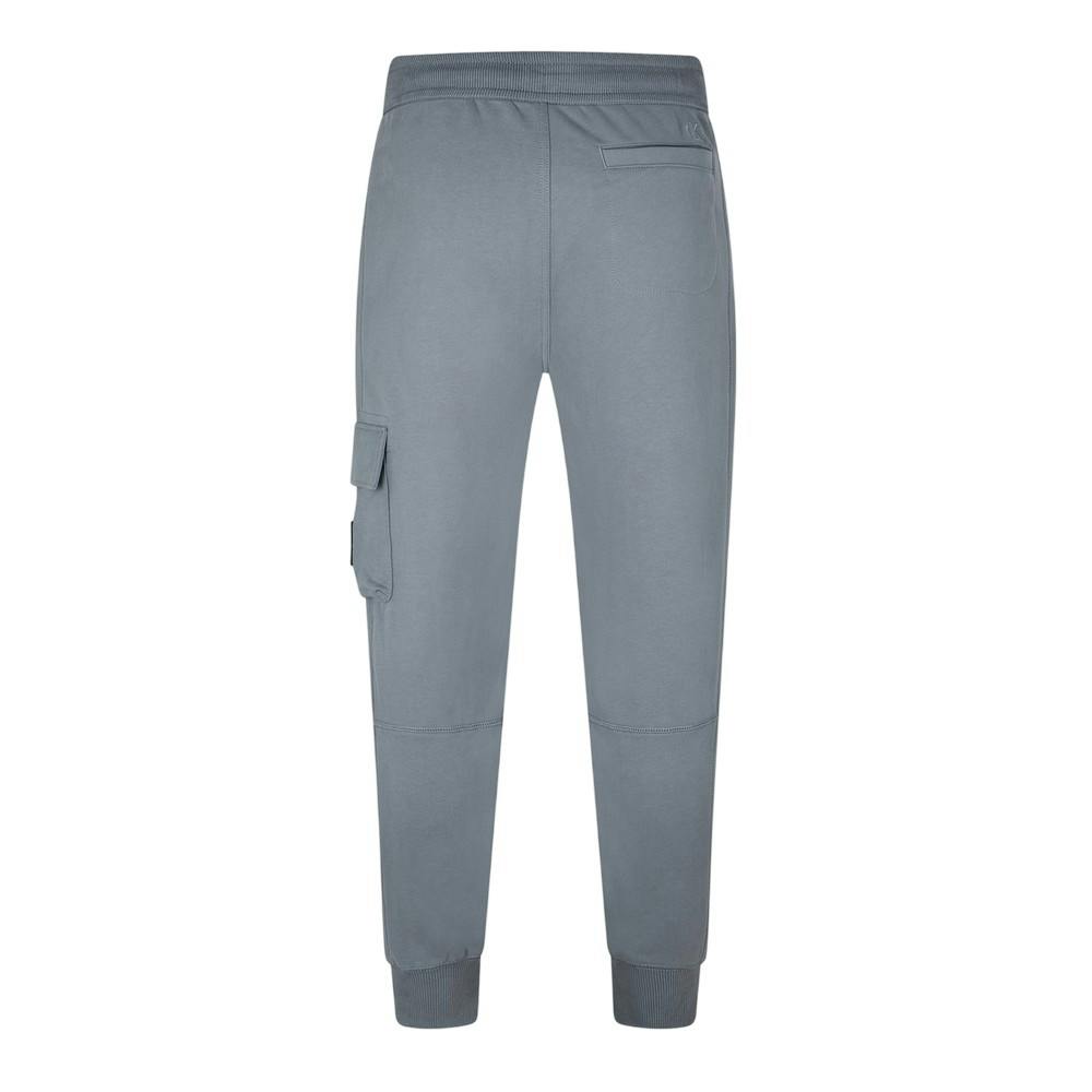 Calvin Klein Men's Grey Patch Tracksuit Bottoms - Overcast - S - Overcast - 77% Cotton/20% Recycled Cotton/3% Elastane