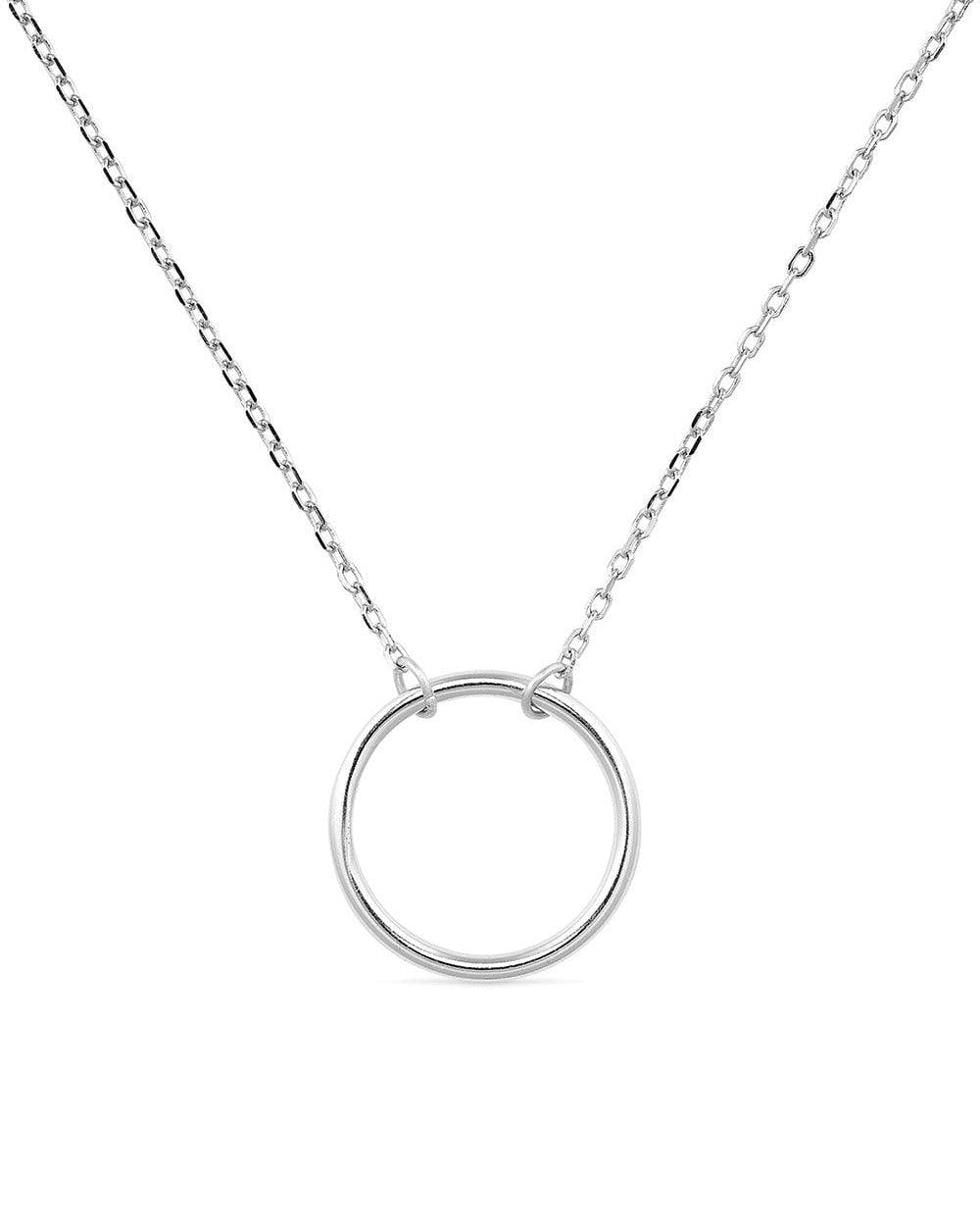 Elk & Bloom Silver Sterling Circle Necklace - No Thank You - Standard Length