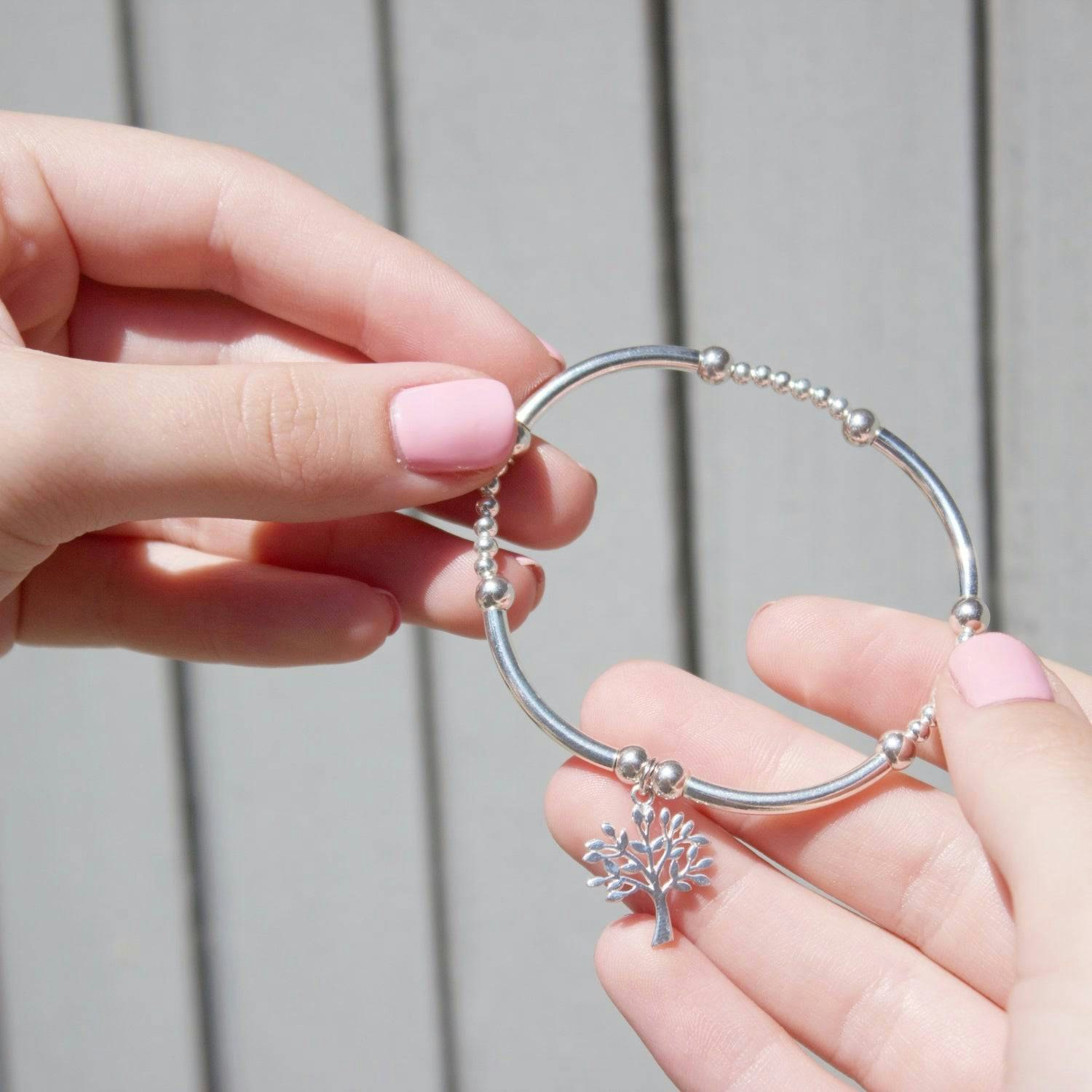 Mylee London Silver Tree Of Life On Ball & Noodle Bead Bracelet - No