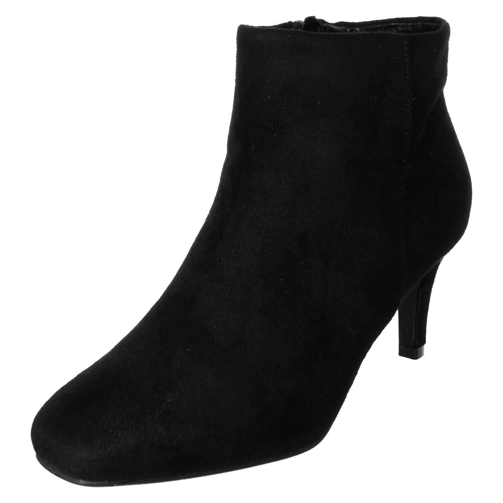 Spot On Women's Black Collection High Heel Ankle Boots With Zip Fastening F51236 - Microfiber - Uk 7