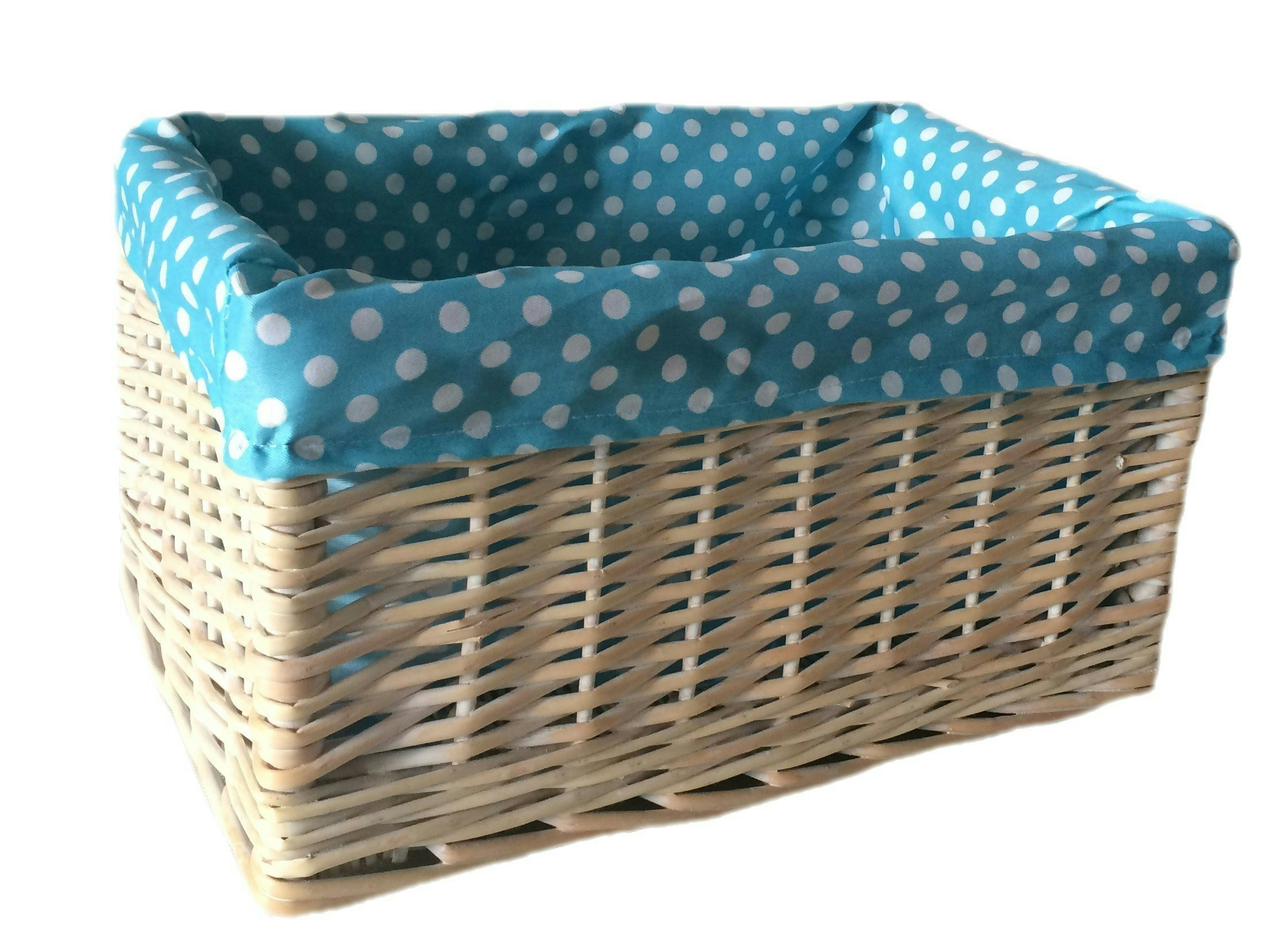 Red Hamper Red/Blue Hamper Spotty Lined Wicker Storage Basket - Medium