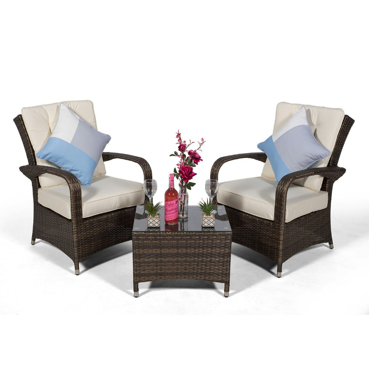 Giardino Brown Arizona 2 Seat Garden Lounge Chair Set - 1