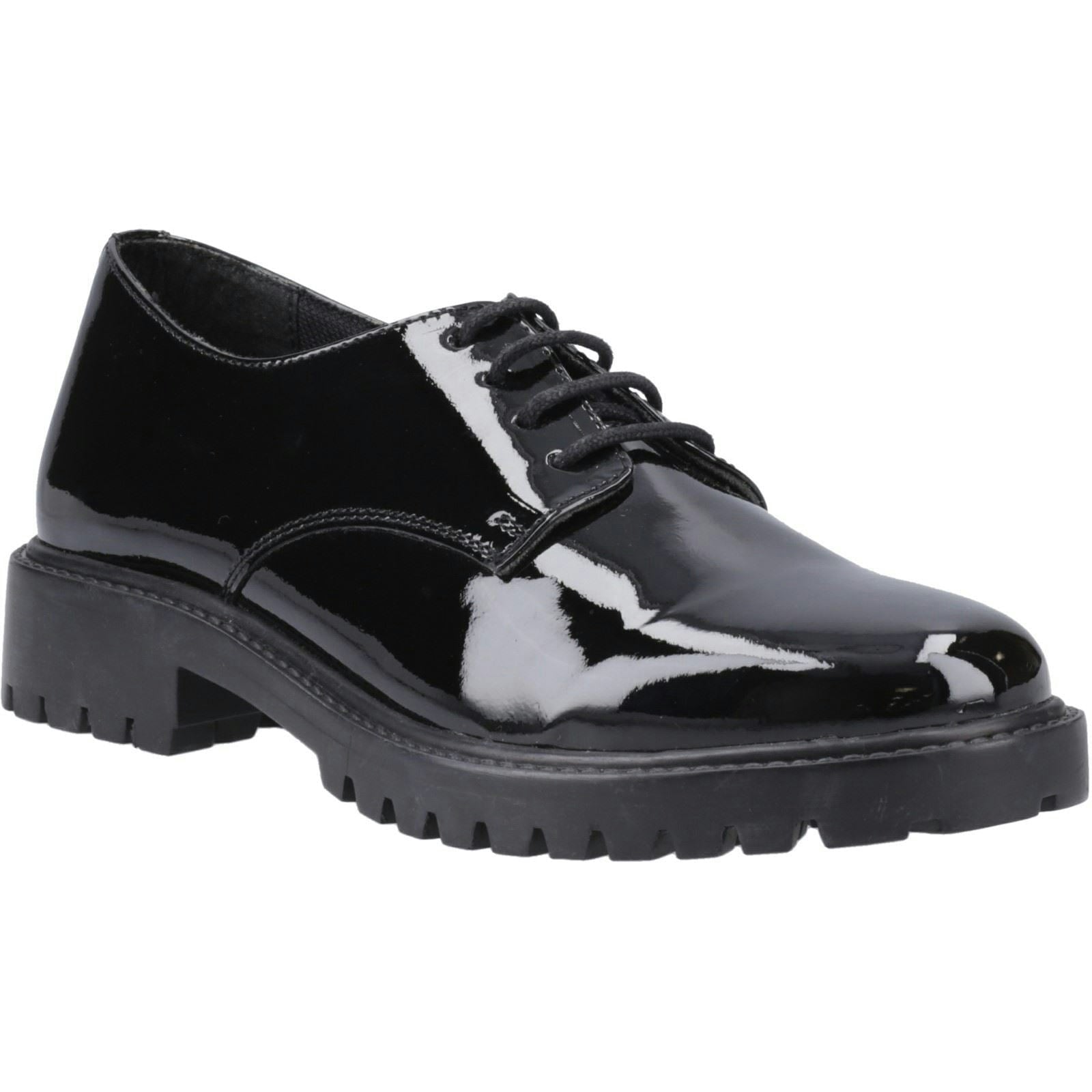 Hush Puppies Girls Black Aubrey Leather 'S Derby Shoes - Size 1