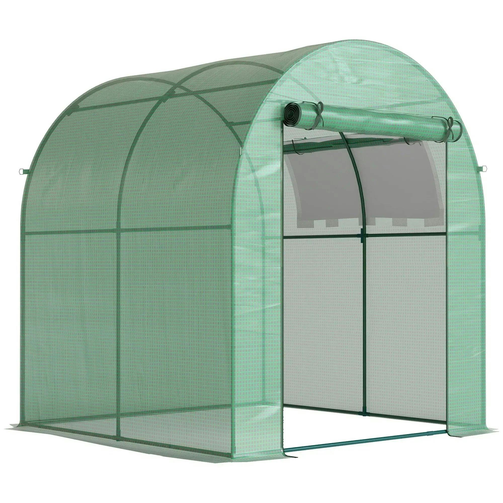 Outsunny Unisex Green Walk In Polytunnel House With Roll-Up Window & Door In 6Ft - Image 8