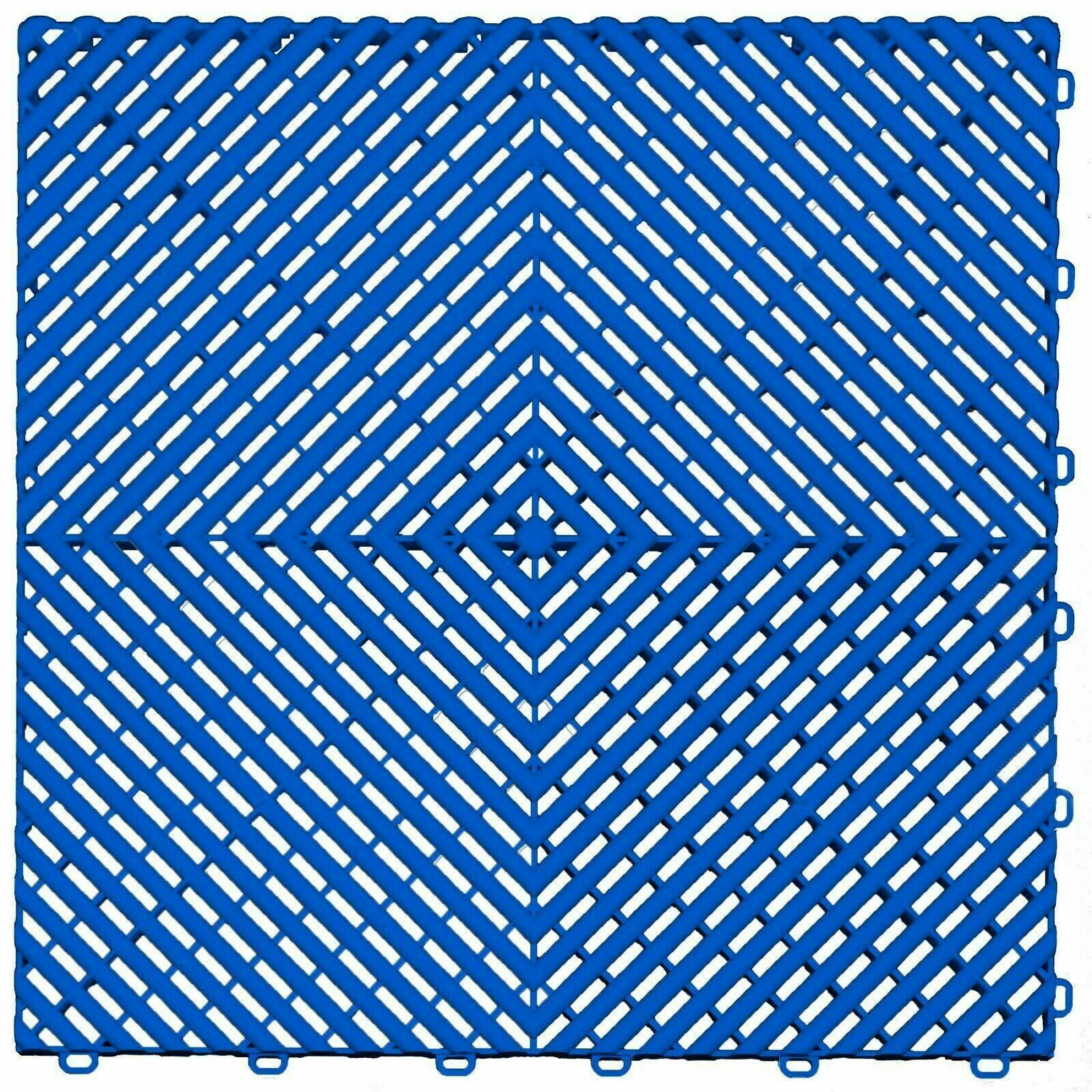 Rackhams Blue Modular Interlocking Ribbed & Solid Garage Floor Tiles - Vented