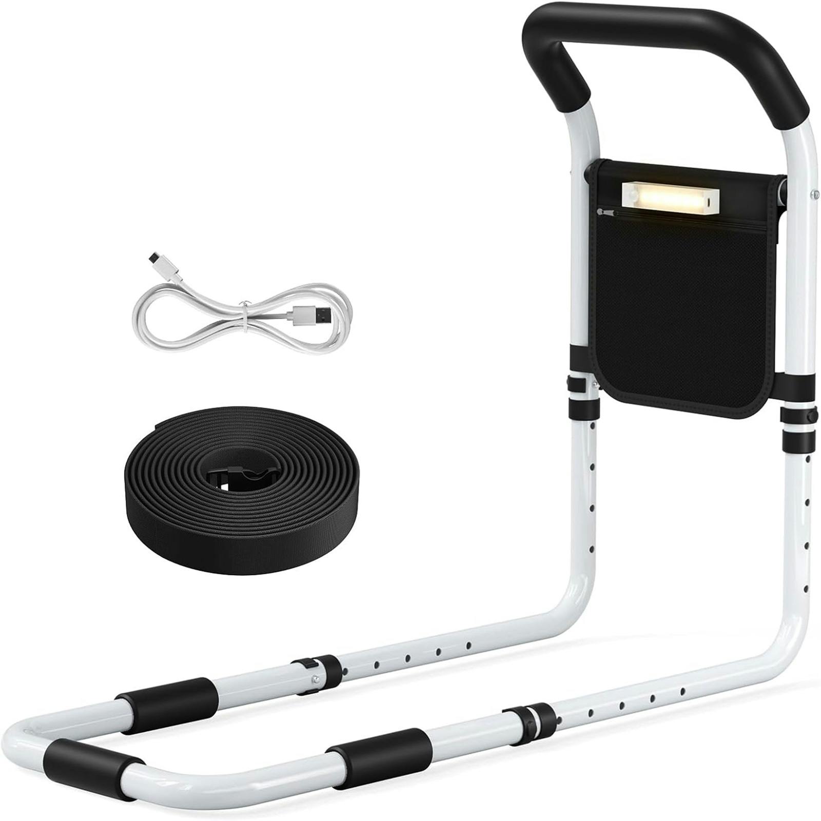 Gr8 Home Light Bed Rail For Elderly Adults Adjustable Safety Handle With Led Support Assist Grab Bar
