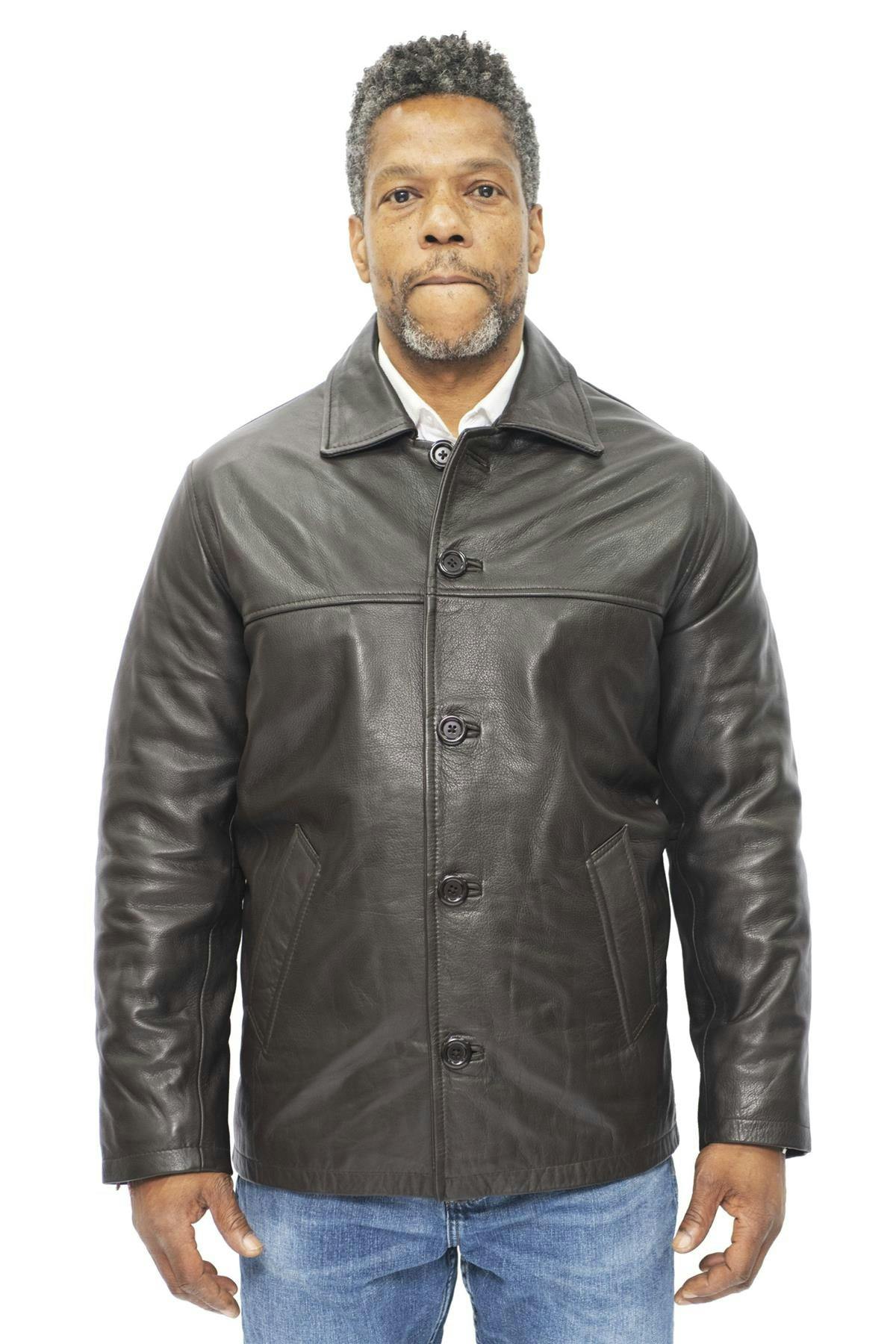 Infinity Leather Men's Brown Cowhide Leather Box Jacket-Doza - Uk 2XL | Eu 54 | Us 44