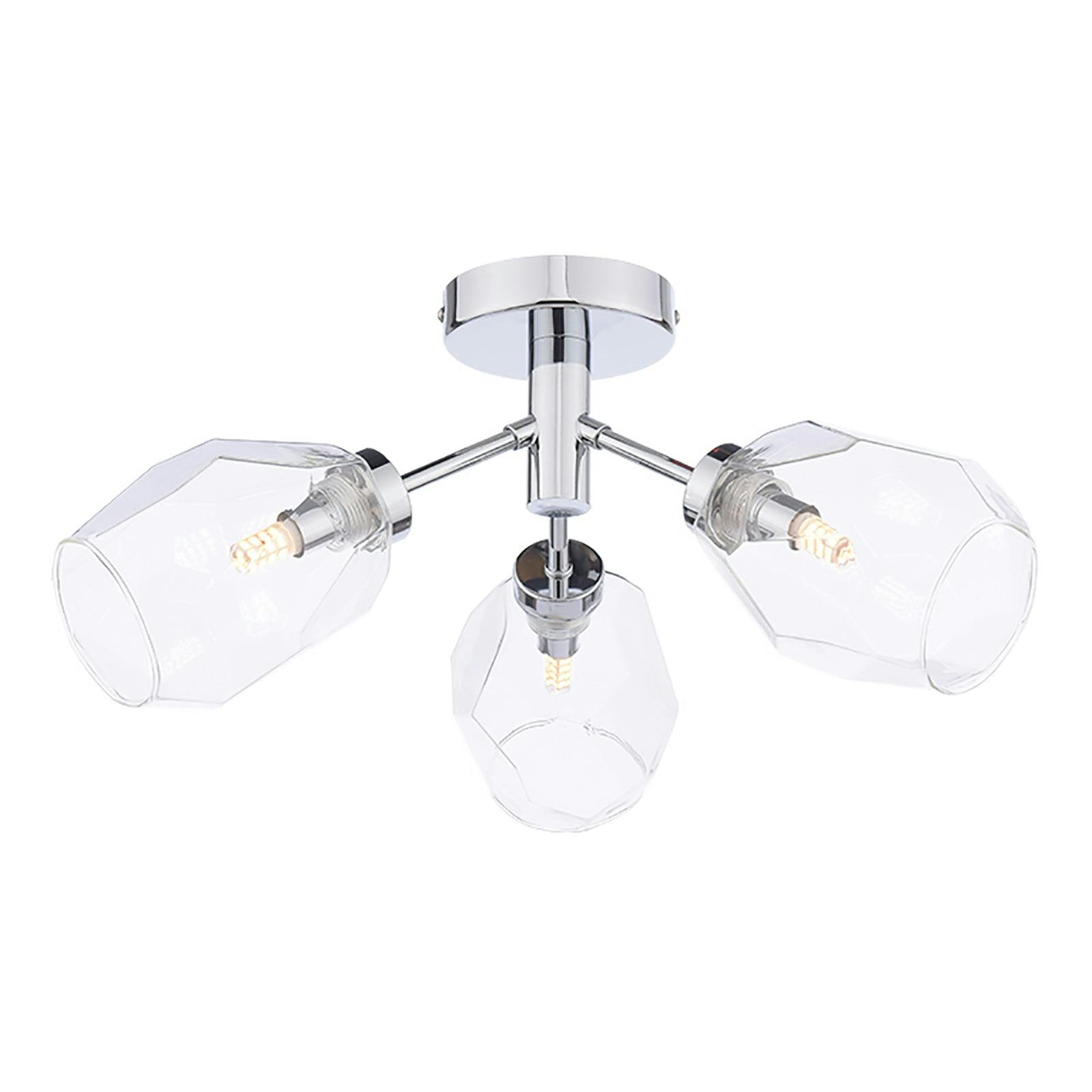 Rackhams Light Leonie 3- Polished Chrome Semi-Flush Ceiling