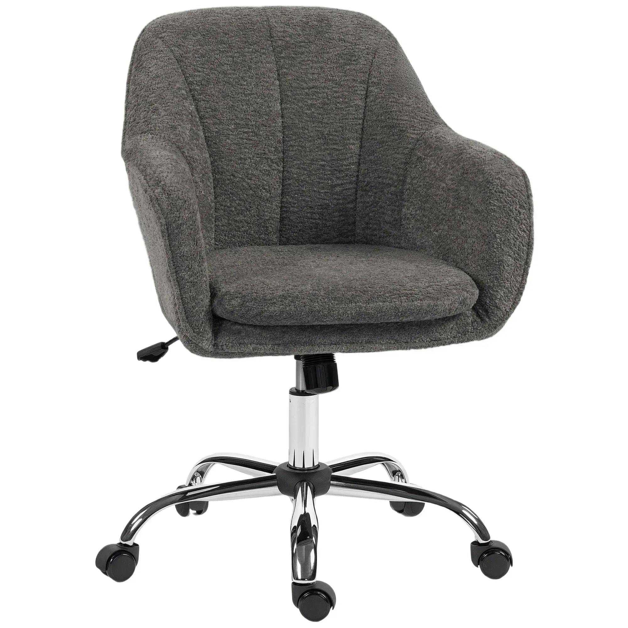 B&Q - Modern Snow Flannel Office Desk Chair For BedroomLiving RoomGrey - Image 5