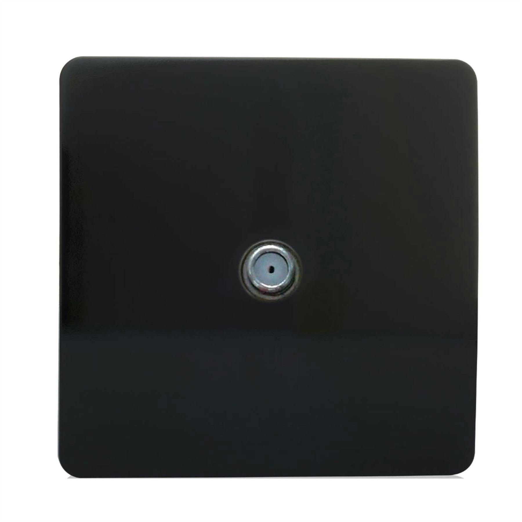 Trendi Switch Men's Black 1 Gang F-Type Satellite Television Socket In Piano