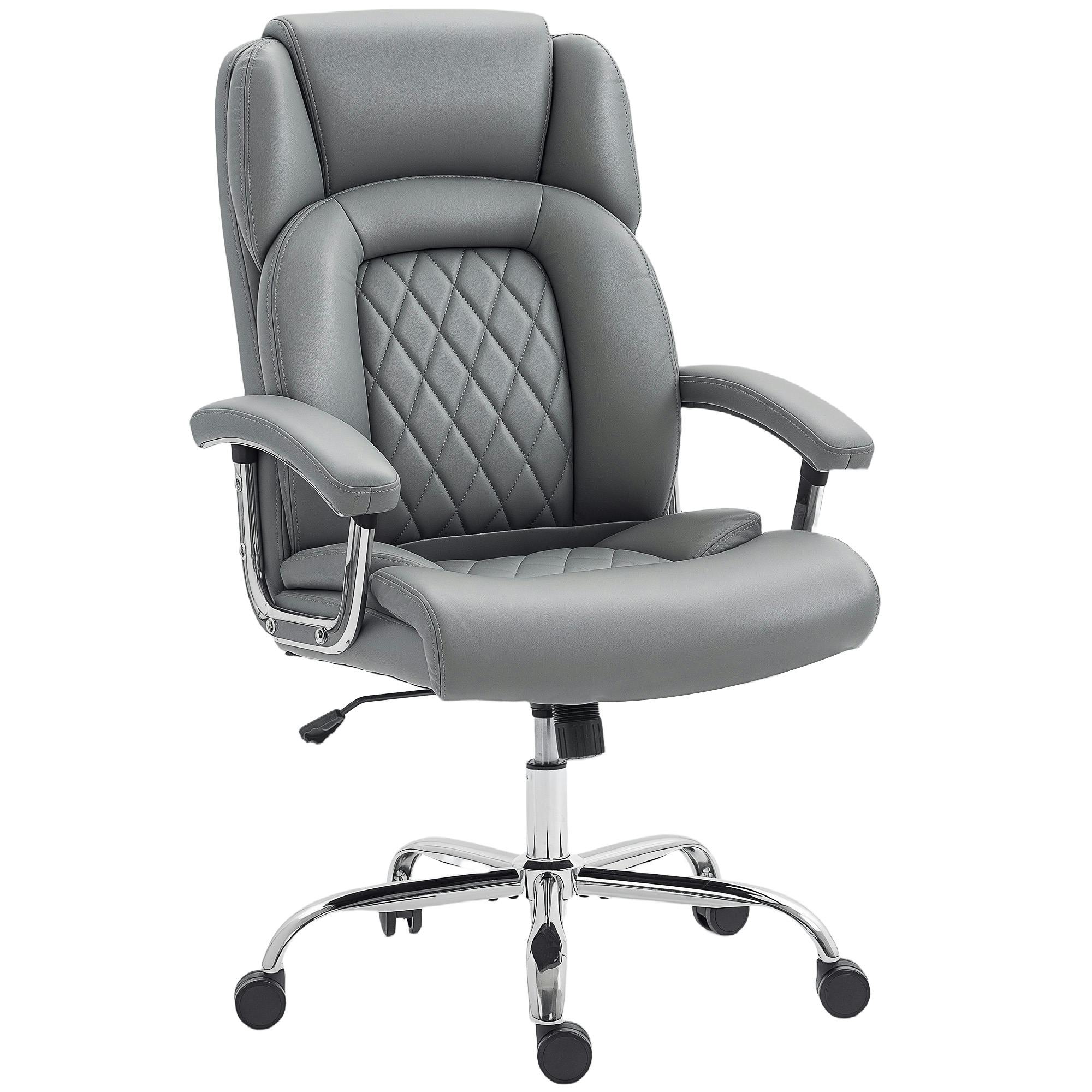Rackhams Black/Grey Office Chair 180Kg, High Back Desk Chair With Spring Cushion,