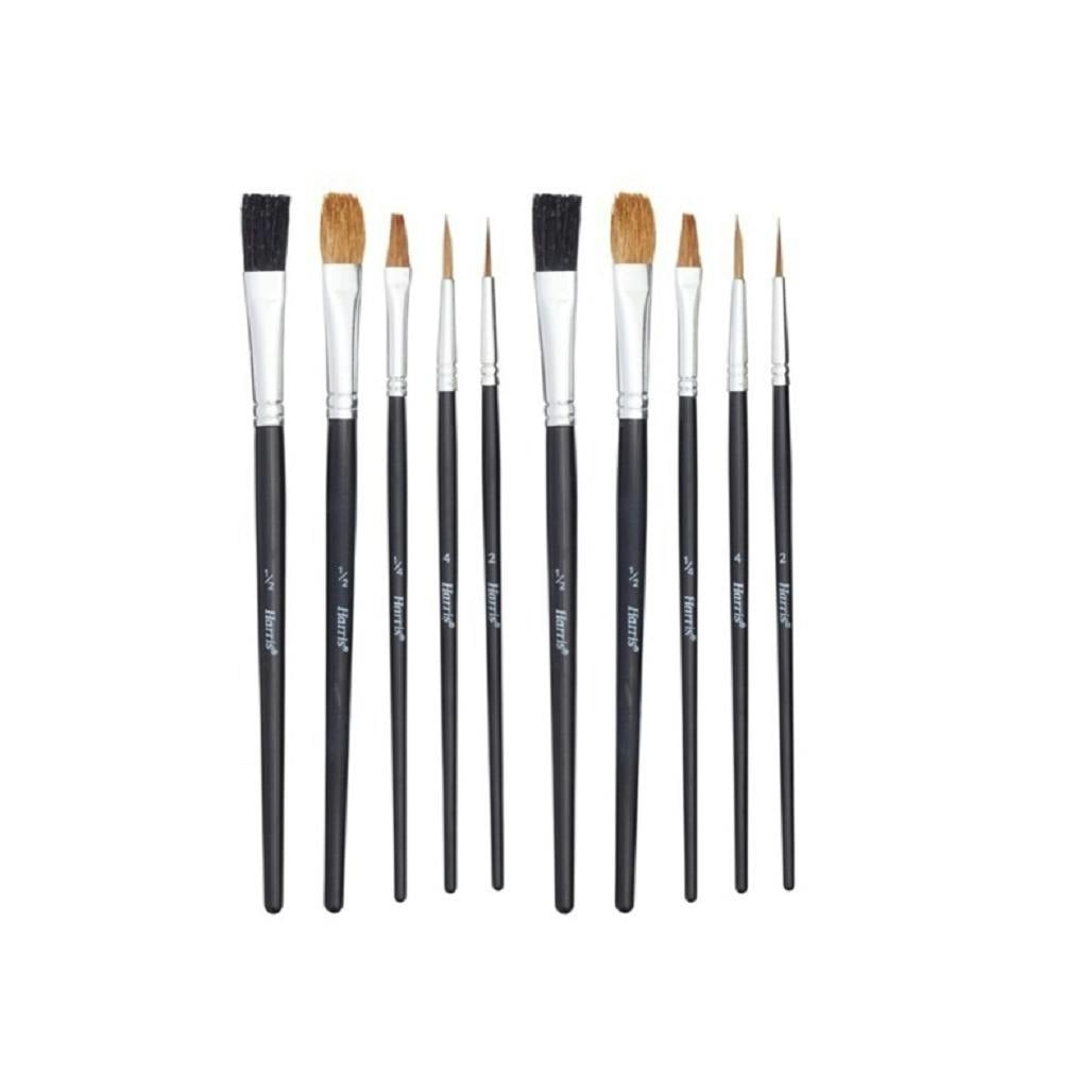 Rackhams Black Seriously Good Flat Artist Paint Brushes (Pack Of 10)