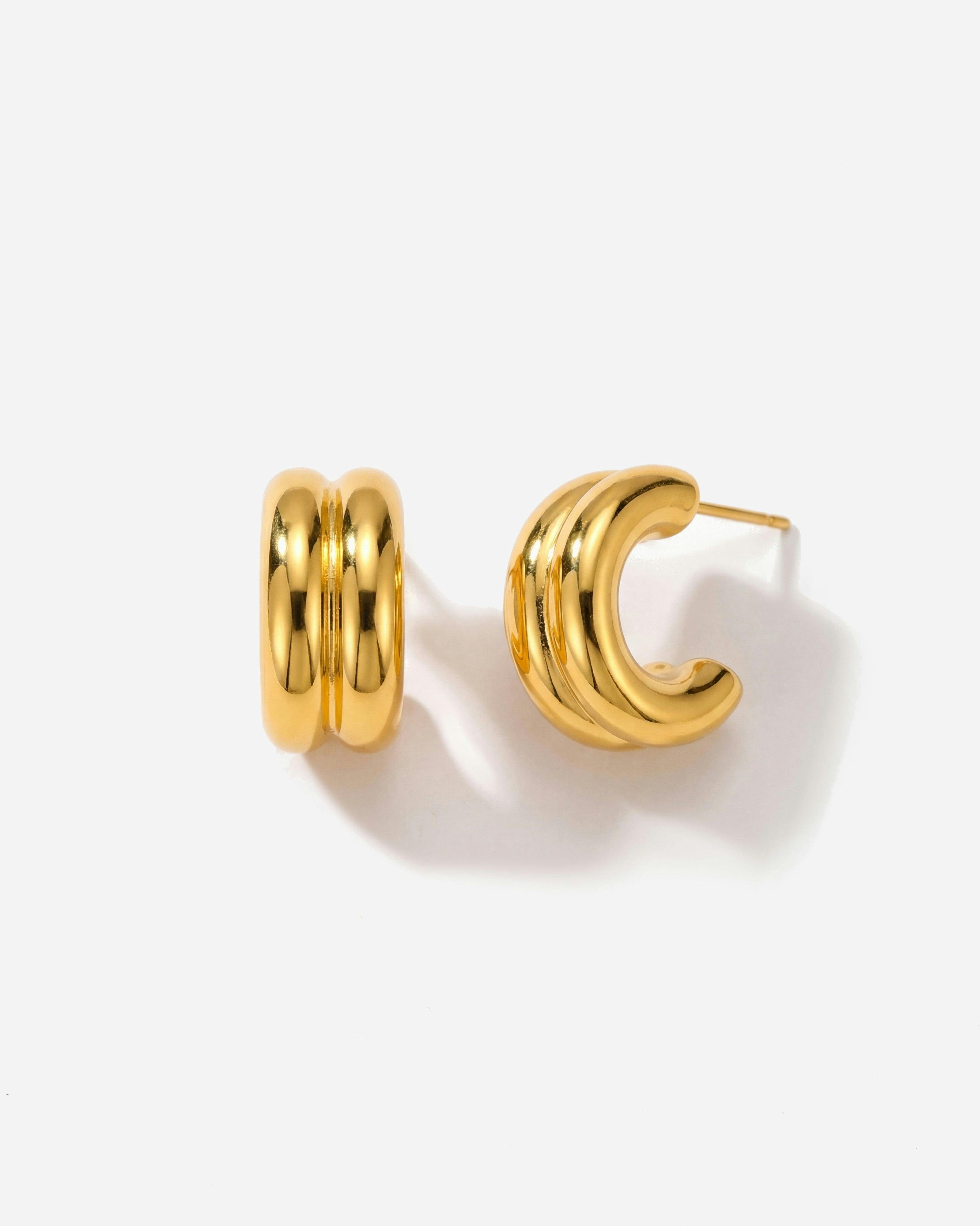 Elk & Bloom Gold Double C 14K Huggie Hoops - No Thank You